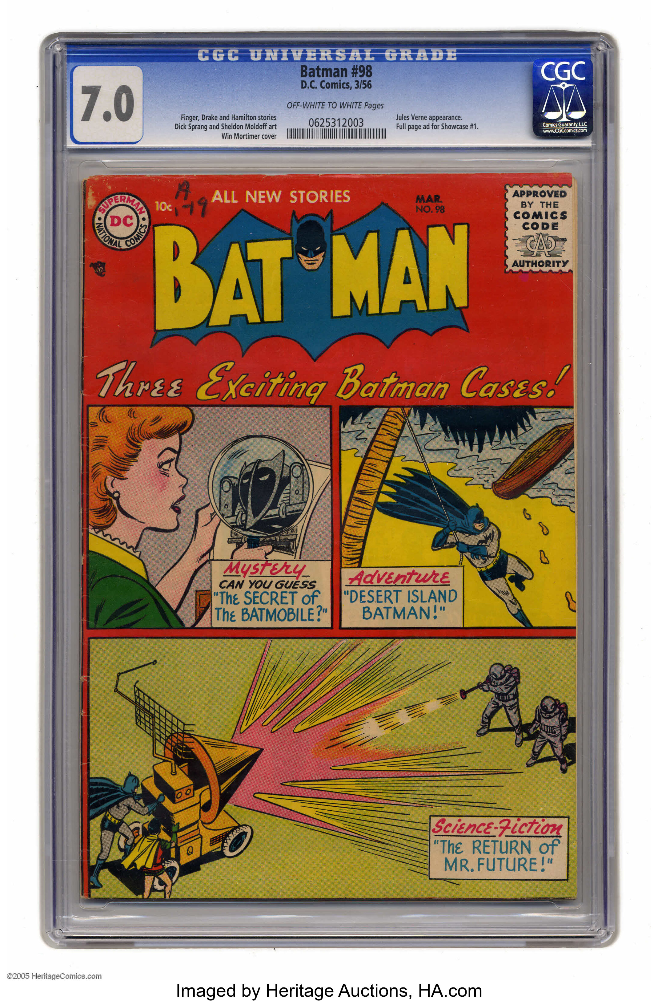 Batman #98 (DC, 1956) CGC FN/VF  Off-white to white pages. Win | Lot  #1090 | Heritage Auctions