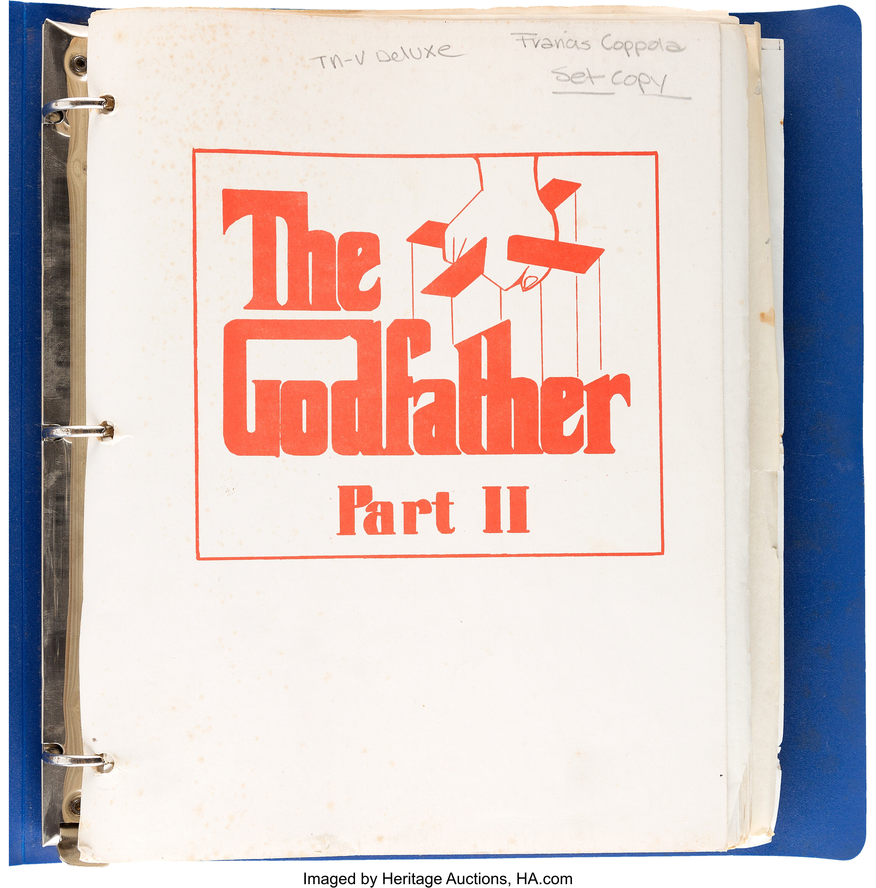 The Godfather Part Ii Script Paramount 1974 Movie Tv Lot 89015 Heritage Auctions