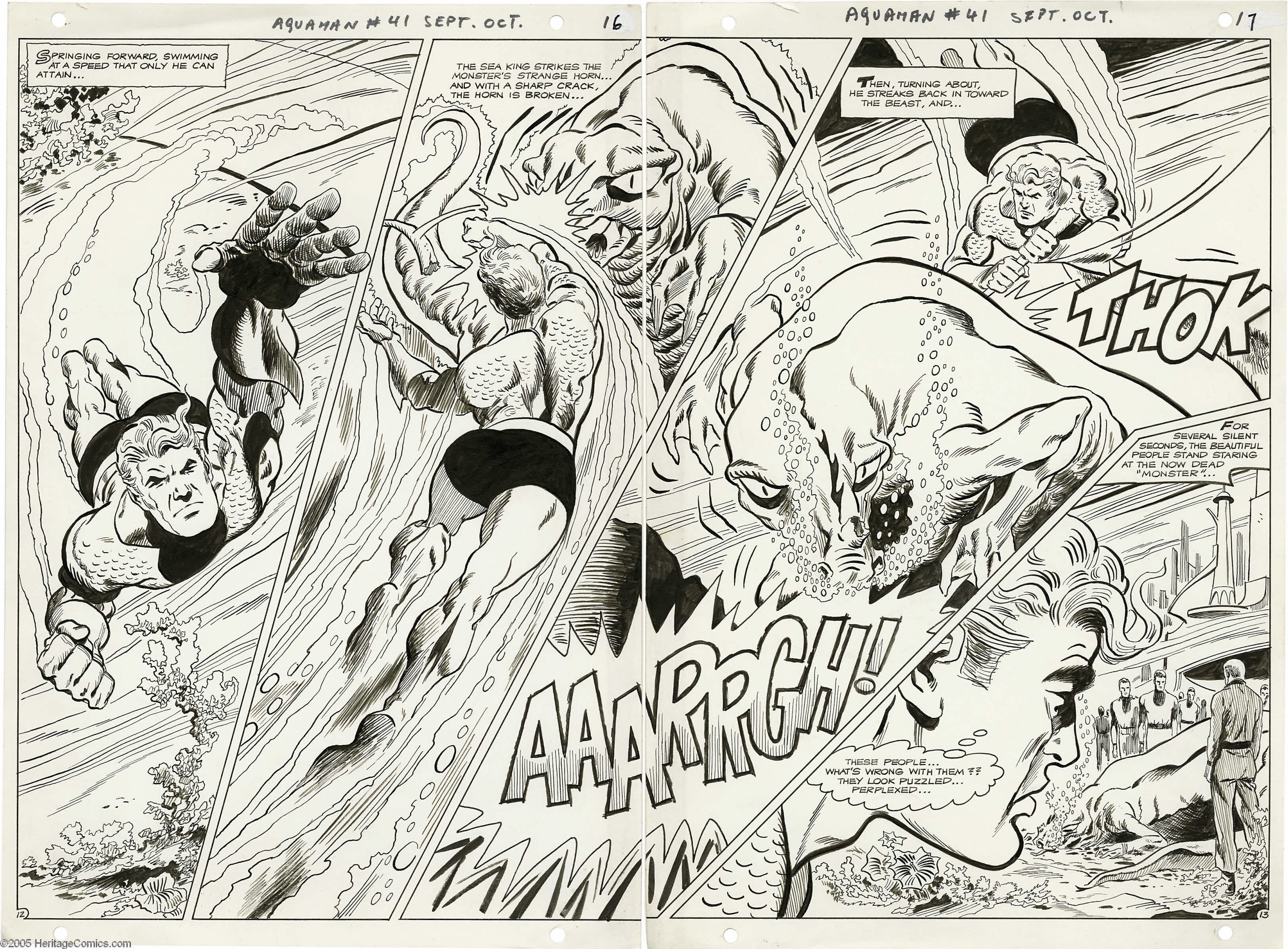 Jim Aparo Aquaman 41 Pages 12 And 13 Original Art Dc 1968 The Lot 2169 Heritage Auctions