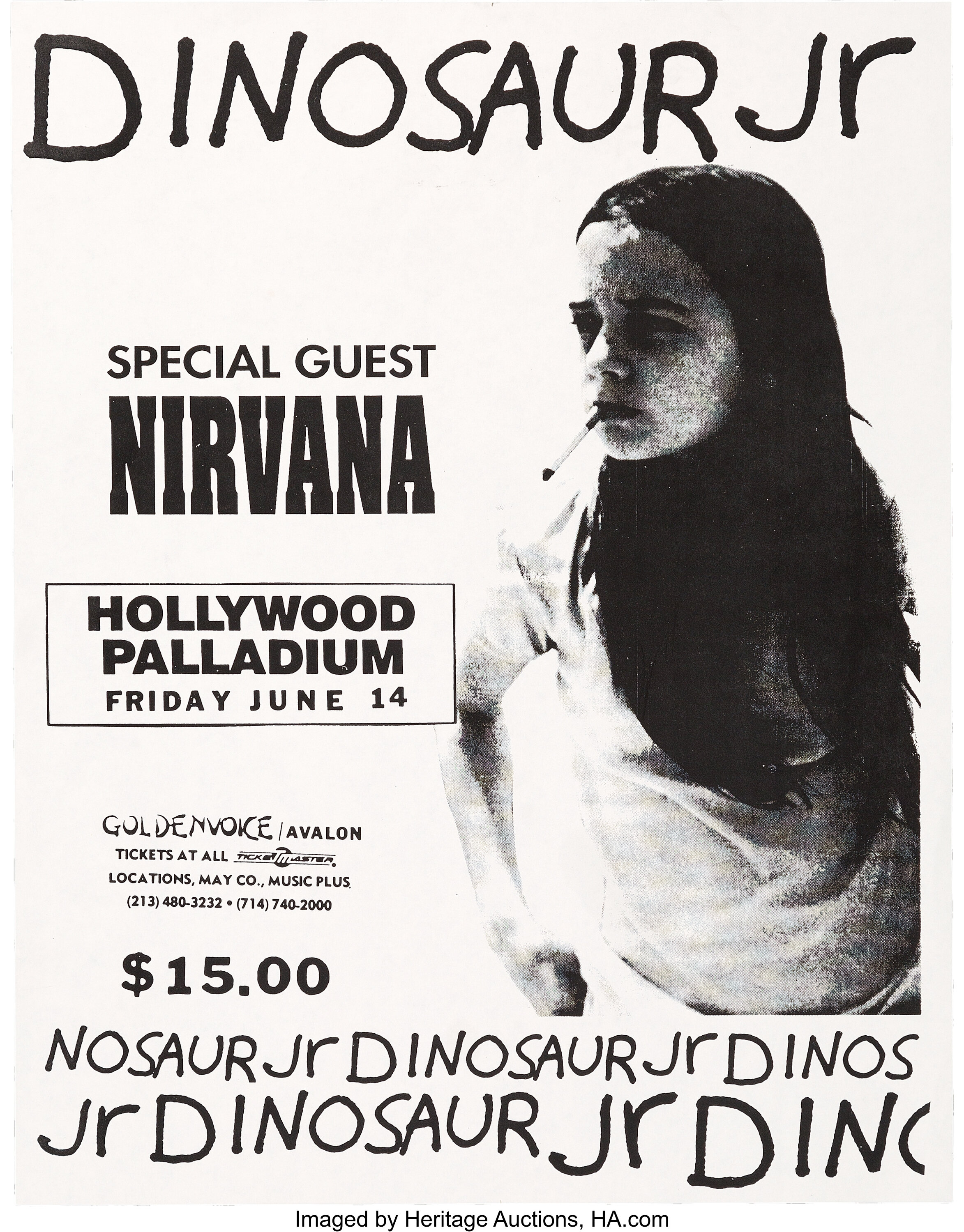 Nirvana/Dinosaur Jr. Hollywood Palladium Mini-poster (1991