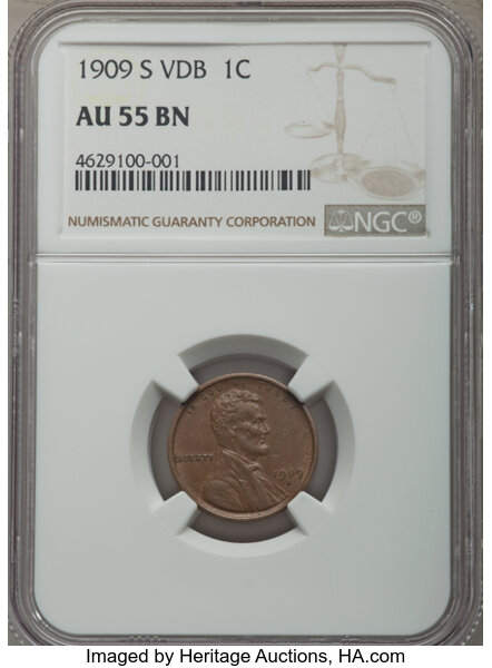 1909-S VDB Wheat Cent PCGS AU55