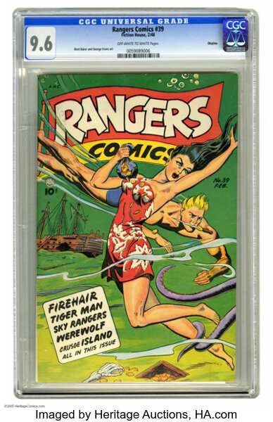 Golden Age (1938-1955):Miscellaneous, Rangers Comics #39 Okajima pedigree (Fiction House, 1948) CGC NM+9.6 Off-white to white pages. A look at CGC's census shows...