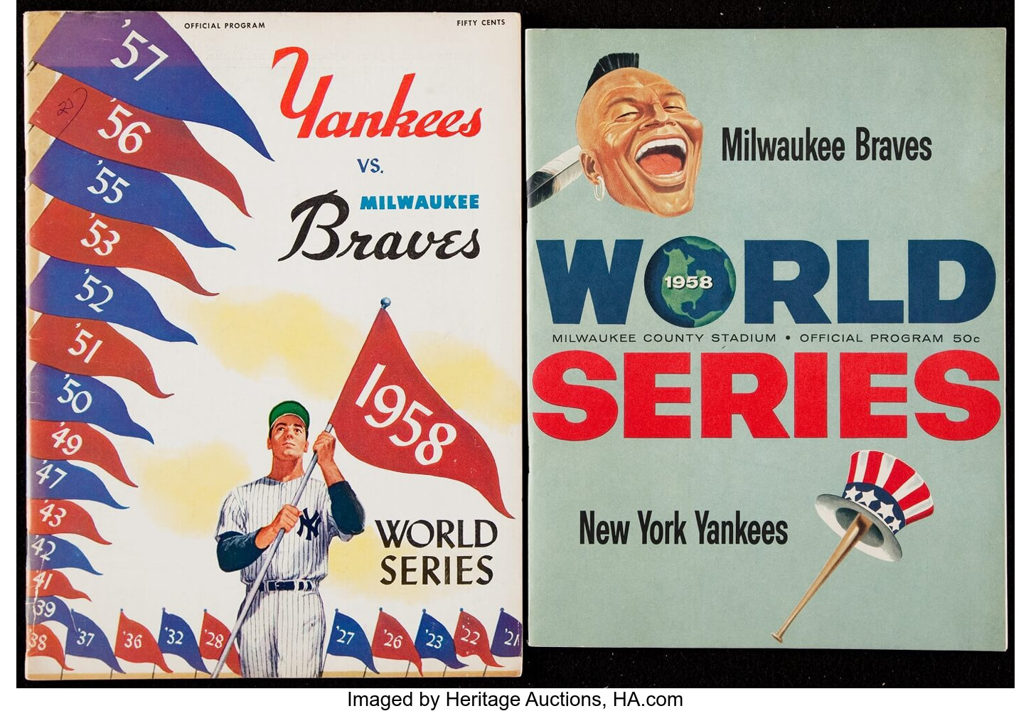 1958 World Series Milwaukee Braves vs. New York Yankees Program