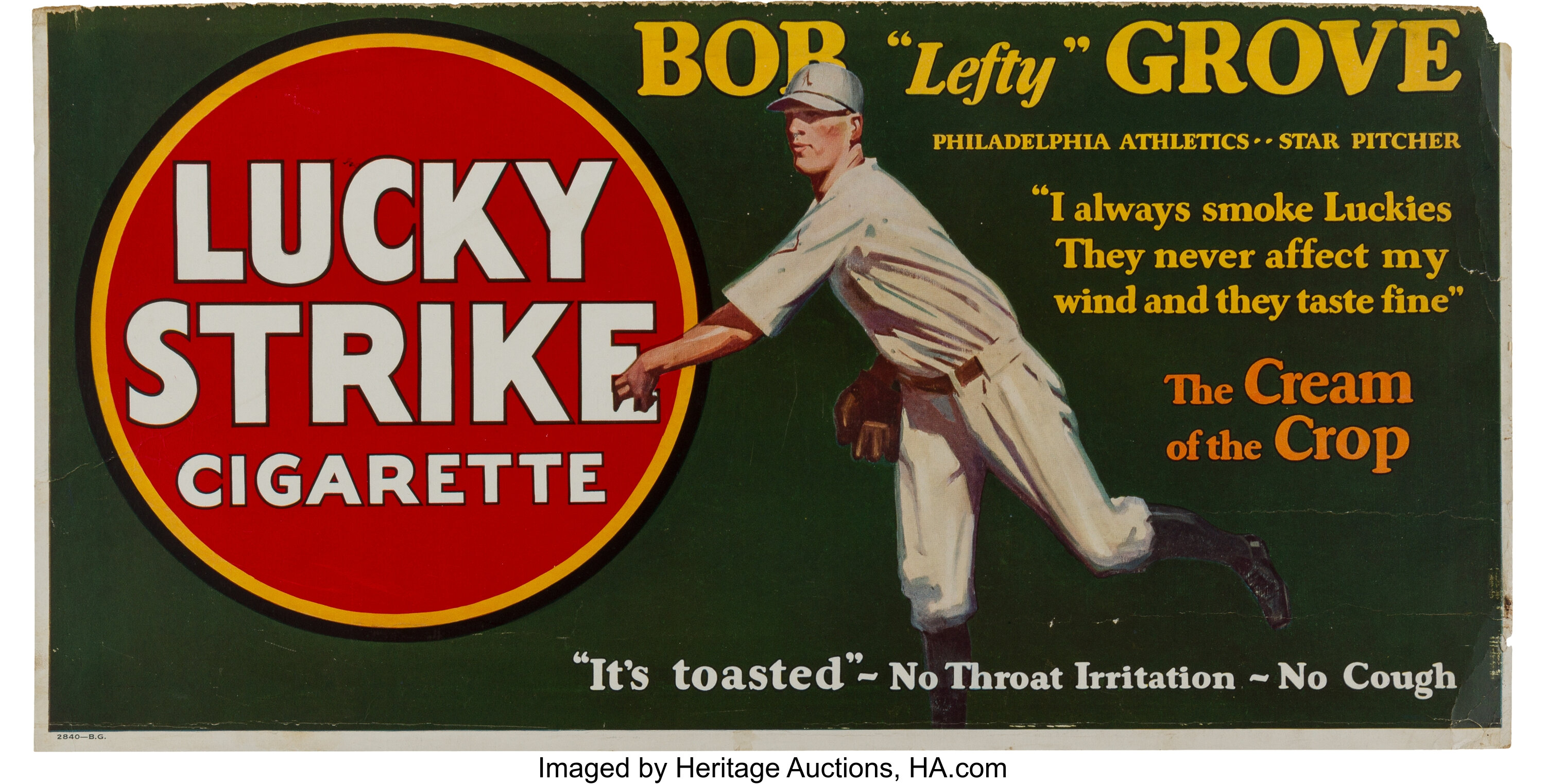 1928 Lefty Grove Lucky Strike Trolley Sign Baseball Lot Heritage Auctions