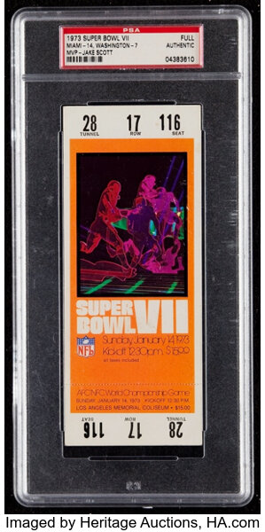 Super Bowl XVII Authentic Full Game Ticket –