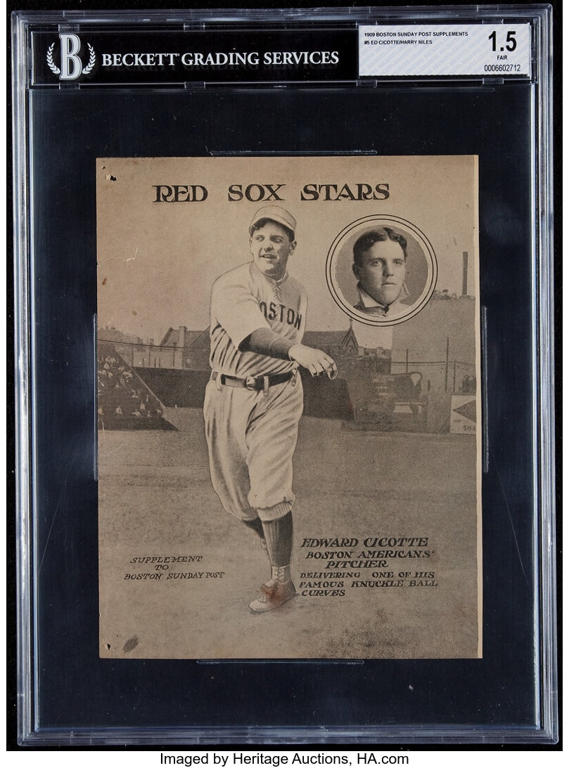 1909 Boston Sunday Post Red Sox Stars Supplements Eddie Cicotte