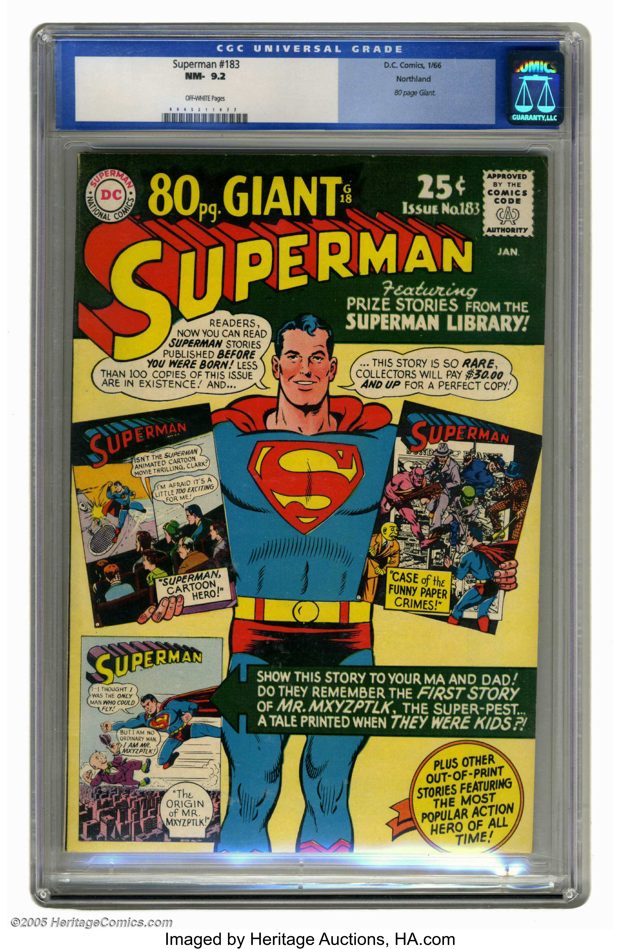Superman #183 Northland pedigree (DC, 1966) CGC NM Off-white | Lot  #5246 | Heritage Auctions