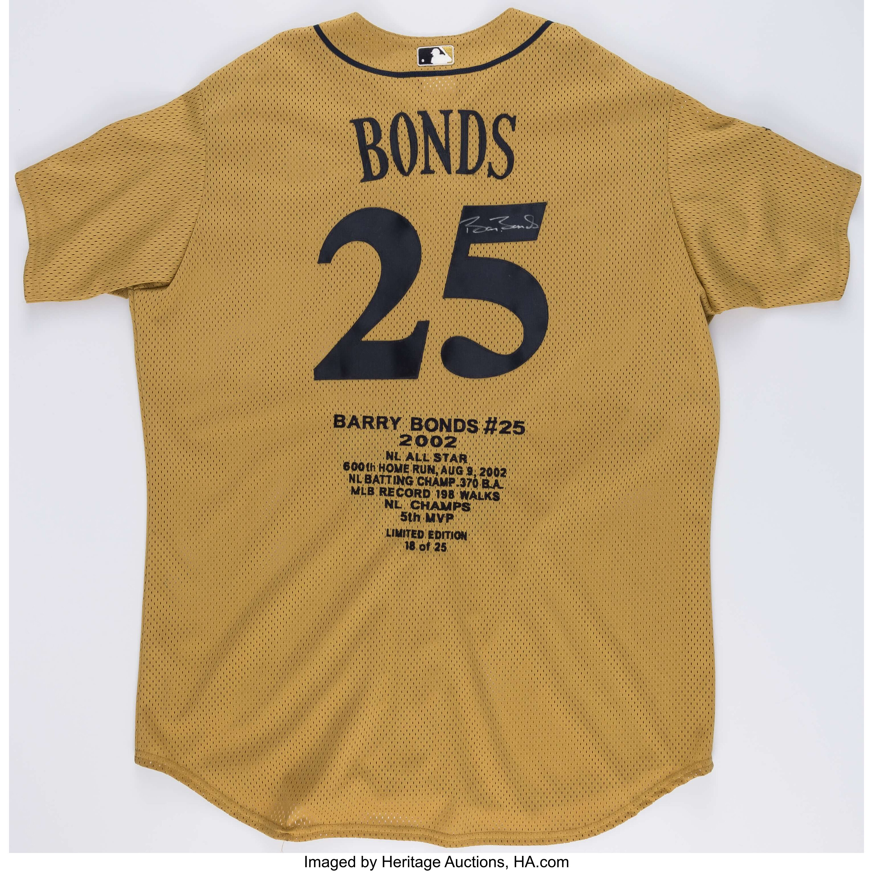 2002 Barry Bonds Signed All-Star Game Stat Jersey..  Autographs