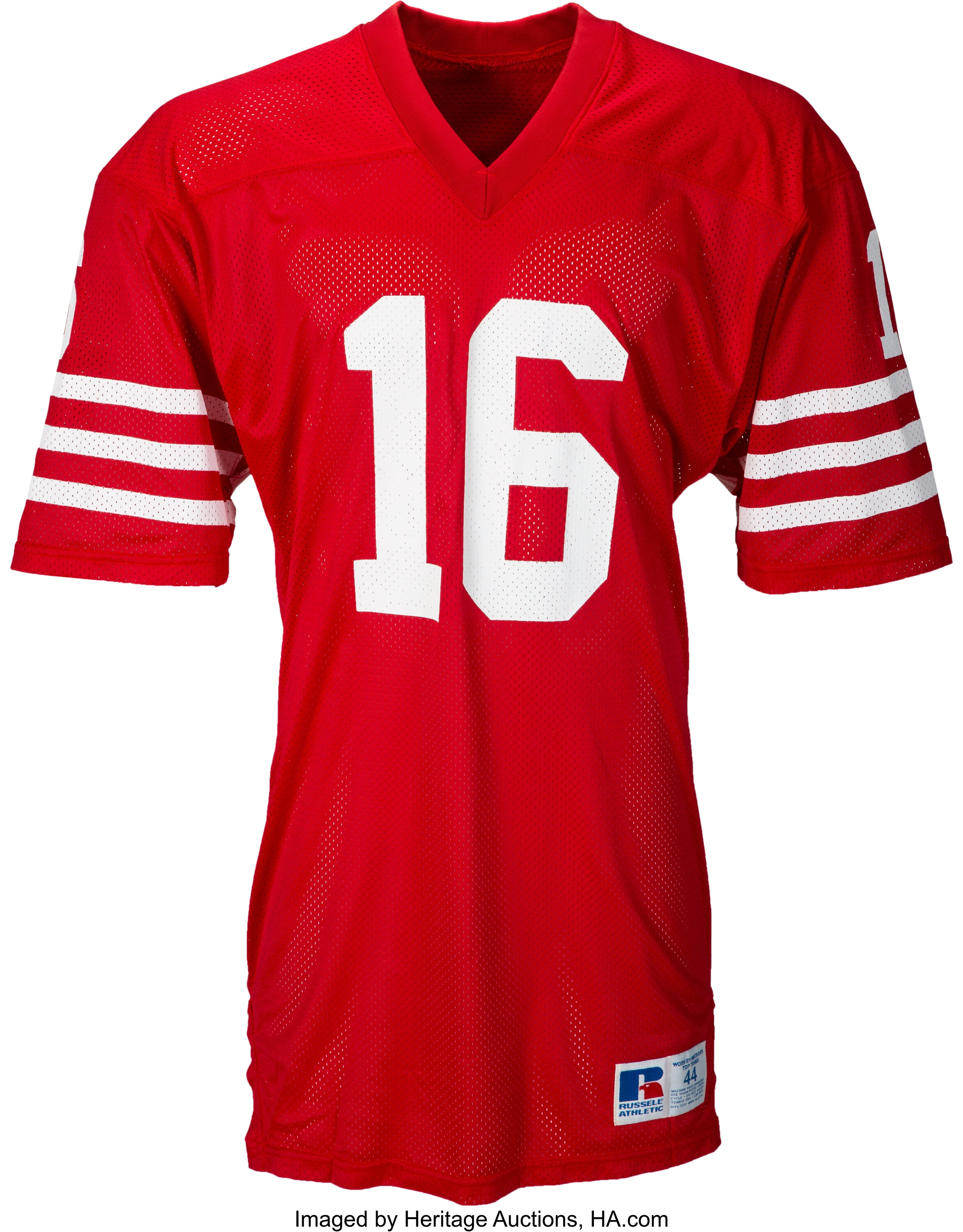 Men's Mitchell & Ness Joe Montana Scarlet/Gold San Francisco 49ers Big &  Tall Split Legacy Retired Player Replica Jersey