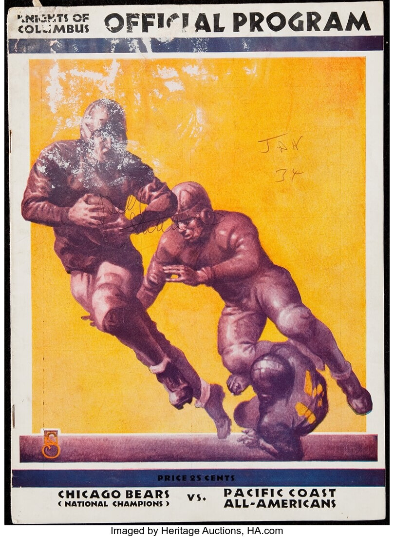 1934 Chicago Bears vs. Pacific Coast All-Americans Program