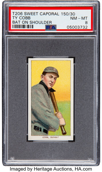 1909 11 T6 Sweet Caporal Ty Cobb Bat On Shoulder Psa Nm Mt 8 Lot Heritage Auctions