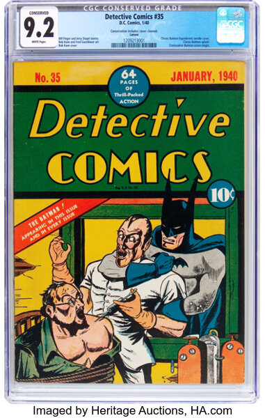 Golden Age (1938-1955):Superhero, Detective Comics #35 Larson Pedigree (DC, 1940) CGC Conserved NM- 9.2 White pages....