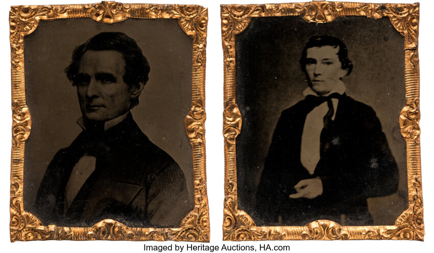 Political:Ferrotypes / Photo Badges (pre-1896), Jefferson Davis & Alexander Stephens: Pair of AbbottTintypes.... (Total: 2 Items)