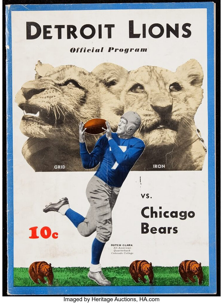 1934 Detroit Lions vs. Chicago Bears Program, 1st NFL Thanksgiving