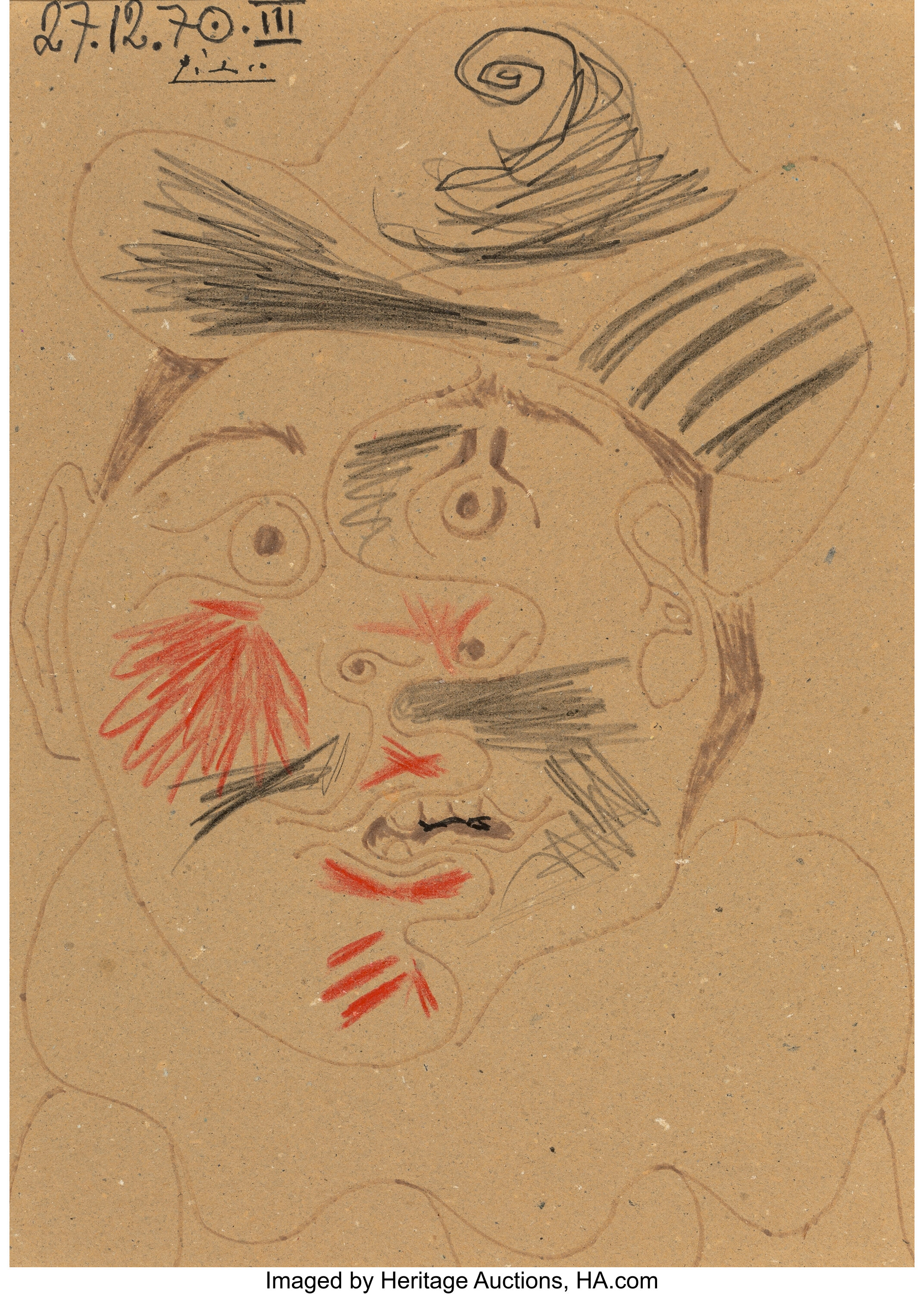 Pablo Picasso 1881 1973 Tête Dhomme 1970 Ink And - 