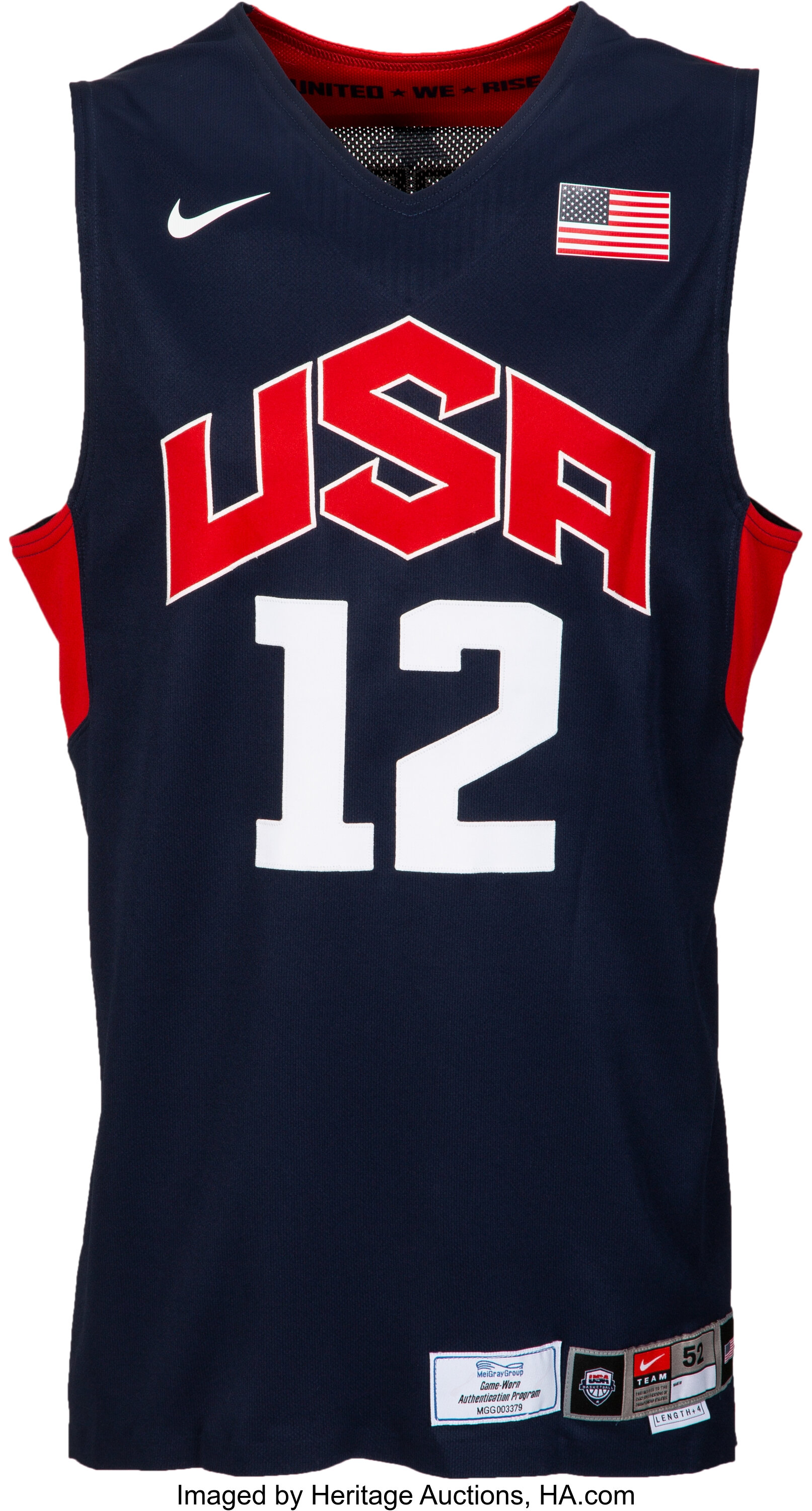 12 James Harden Game Worn Usa Basketball Team Jersey Used 4 19 Lot Heritage Auctions