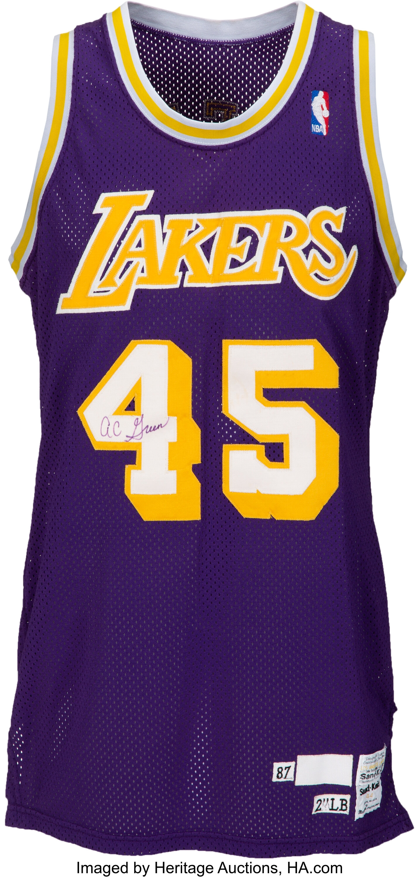 1987-88 A.C. Green Game Worn & Signed Los Angeles Lakers Jersey - | #80449 Heritage Auctions