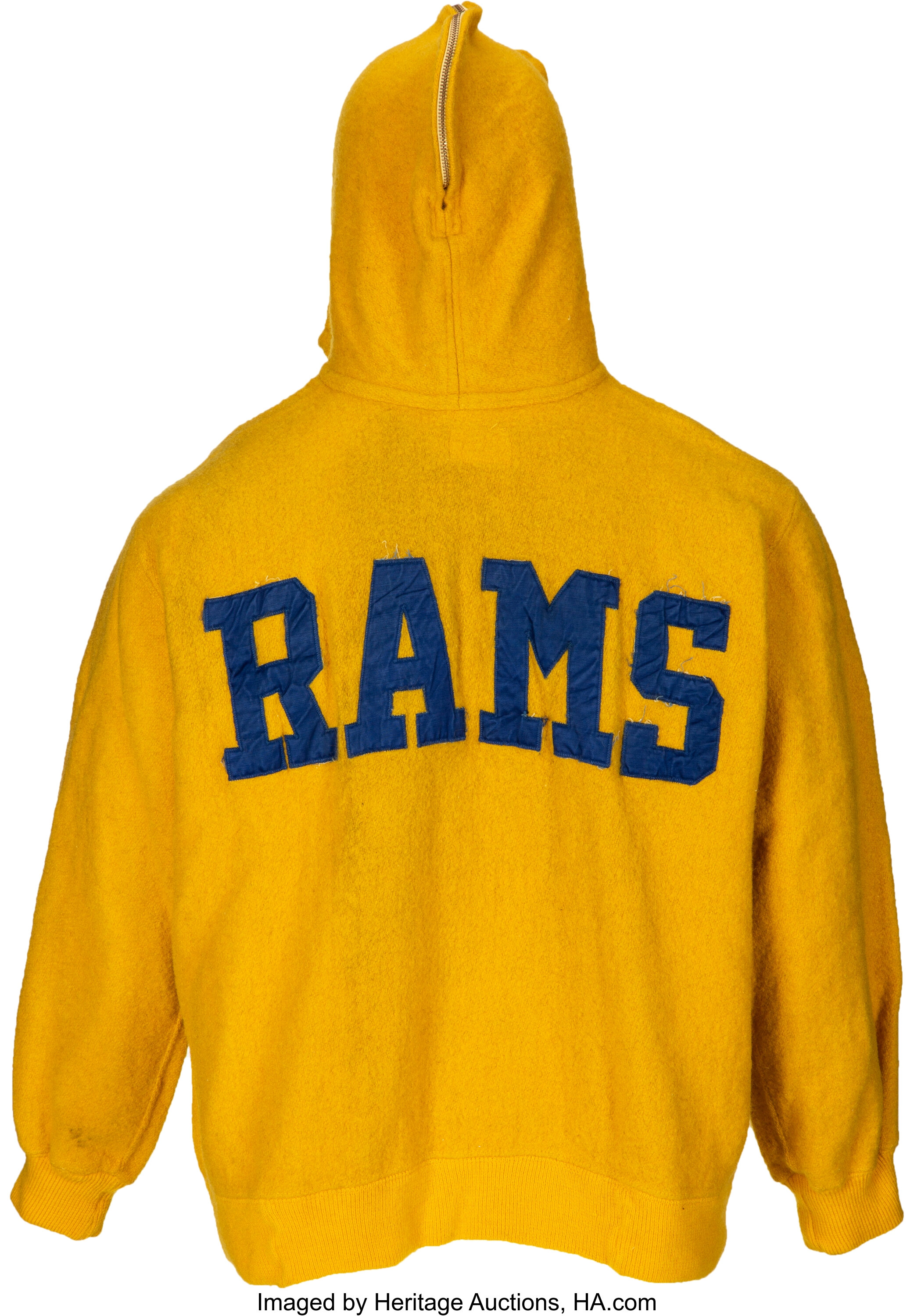 1950 Los Angeles Rams Yellow Wool Hooded Jacket