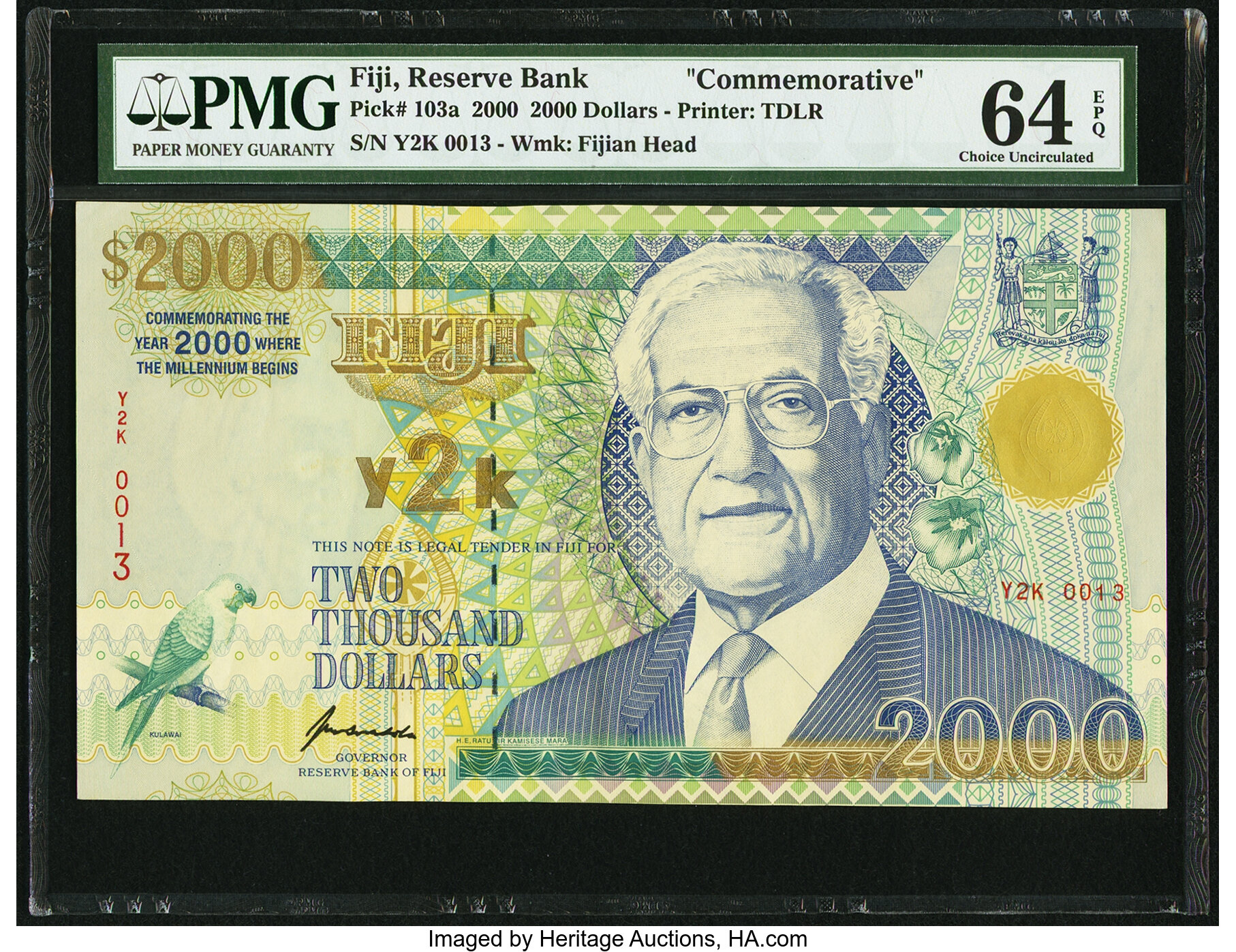 Fiji 2,000 Dollars Banknote, 2000, P-103s, UNC, Specimen