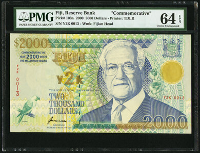 Fiji: Reserve Bank of Fiji 2000 Dollars 2000 Pick 103a