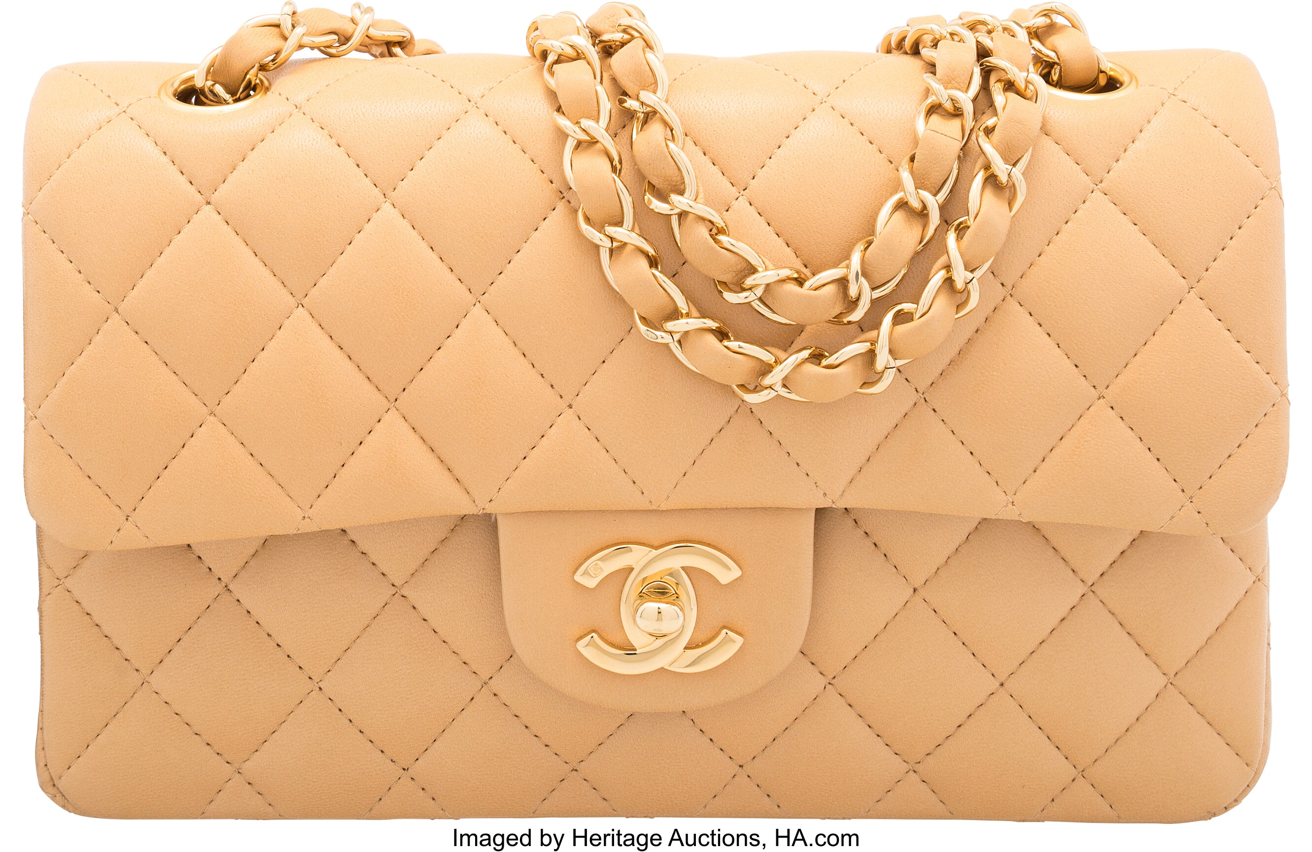 Chanel Cream Quilted Double Flap Bag With Mademoiselle