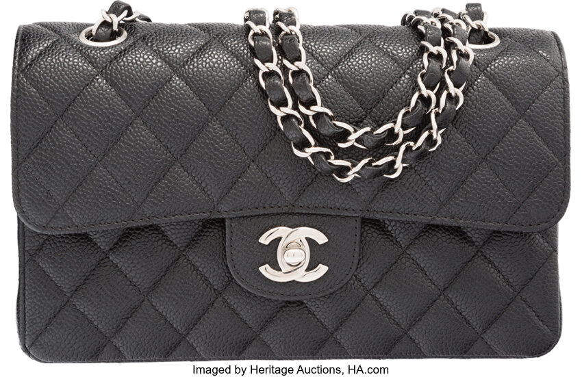 black chanel purse with silver chain