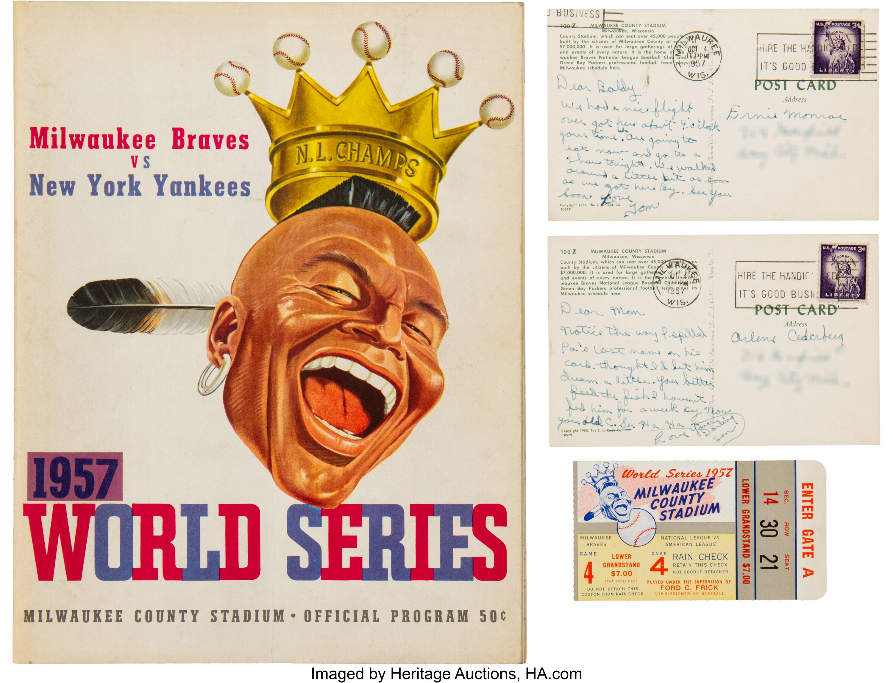 1957 World Series Official Program Milwaukee Braves vs New York Yankees