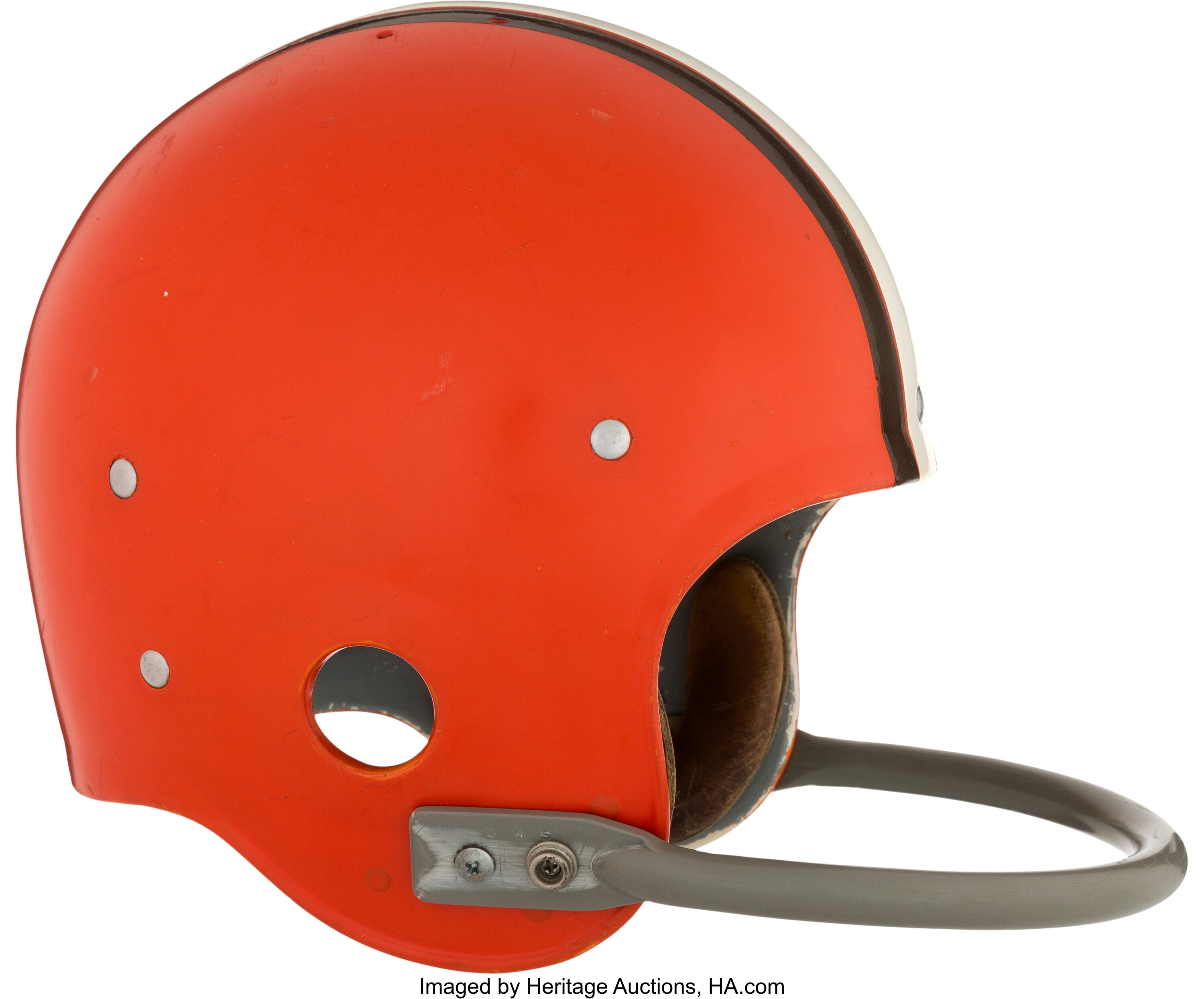 Cleveland Browns Helmet (1975-1995) - Orange helmet, brown and white  stripes with white facemask Sport…