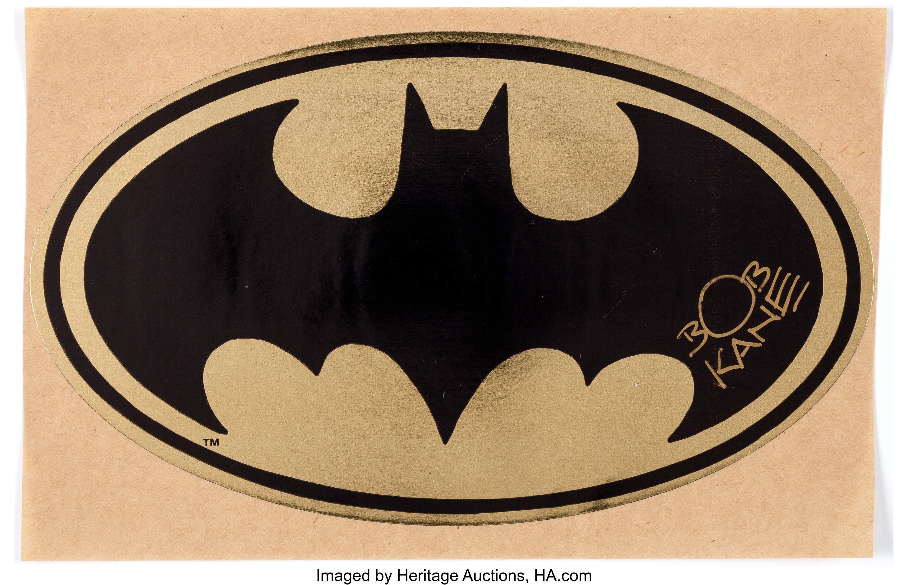 Batman Bat-Symbol Gold Foil Emblem Signed by Bob Kane (c. | Lot #15936 |  Heritage Auctions