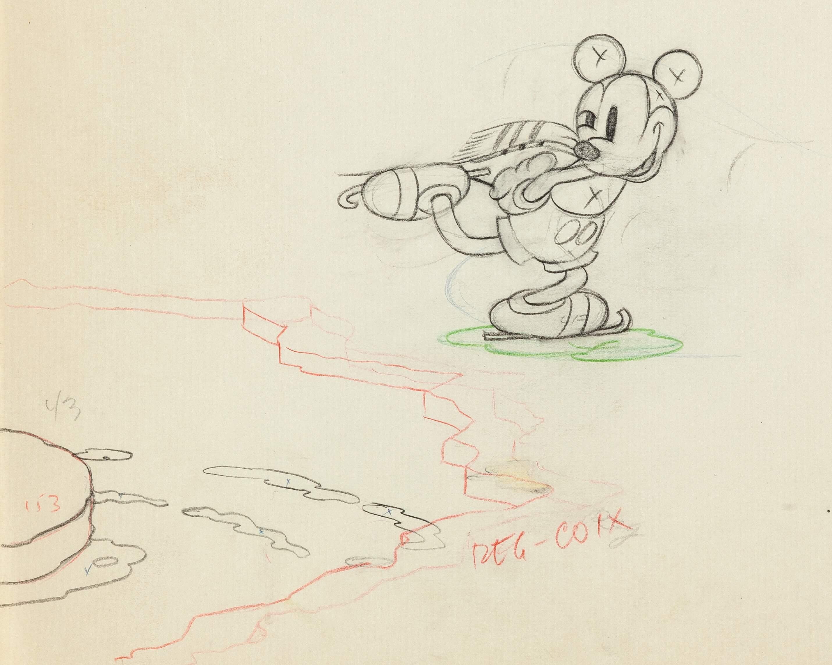 Mickey Mouse Production Drawing Disney Pencil on Animation Paper