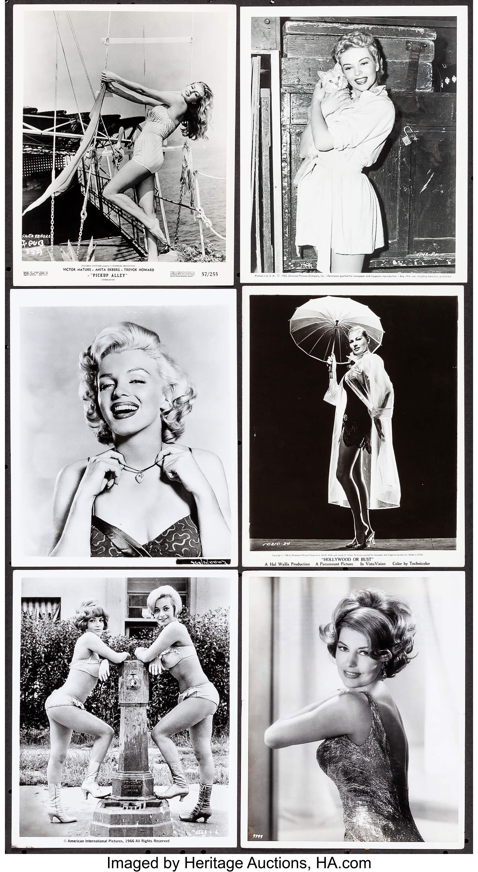 Actress Pin-Up Lot (1950s-1960s). Photos (7) & Restrike Photos (2) | Lot  #51274 | Heritage Auctions