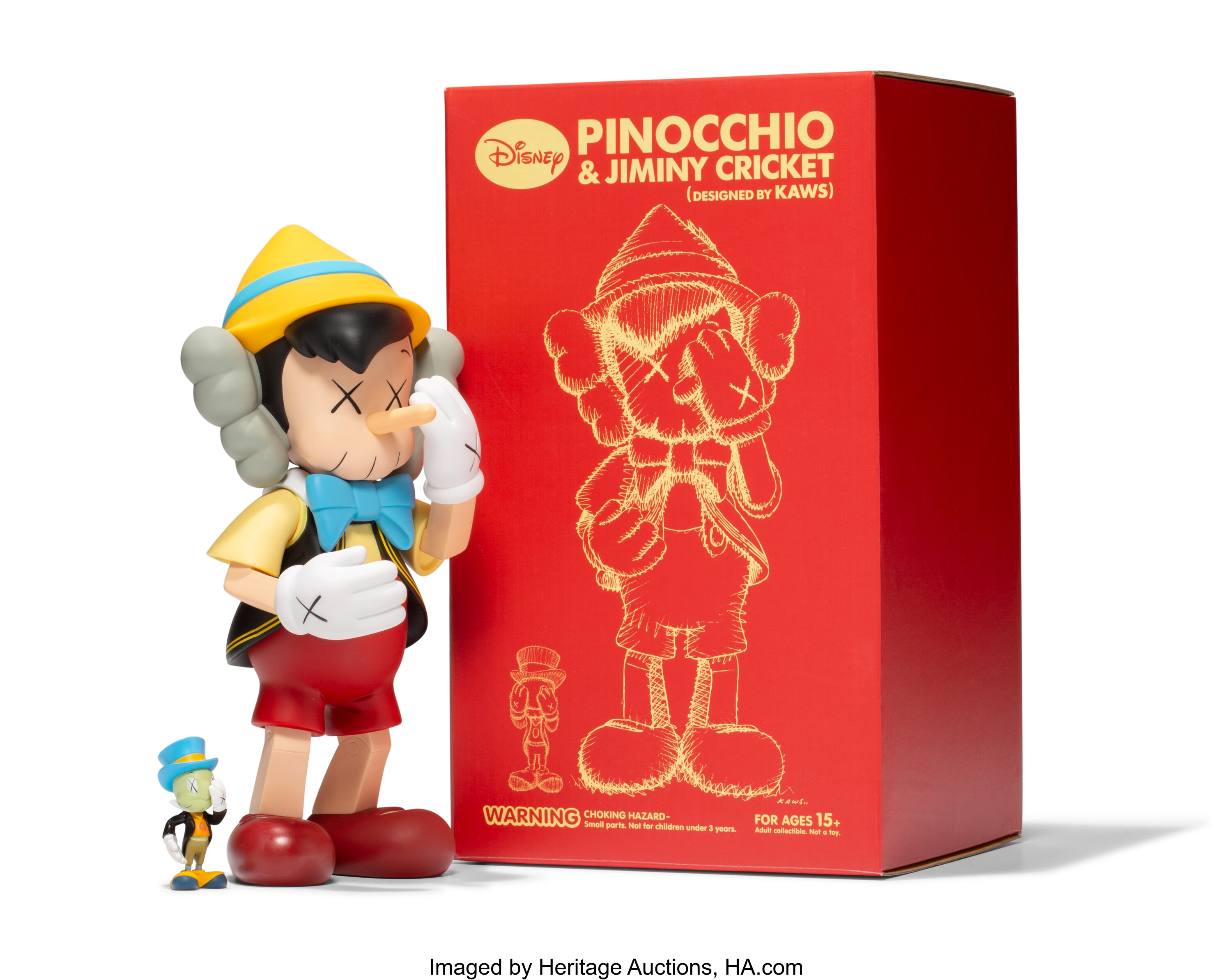 KAWS X Disney. Pinocchio & Jiminy Cricket, 2010. Painted cast