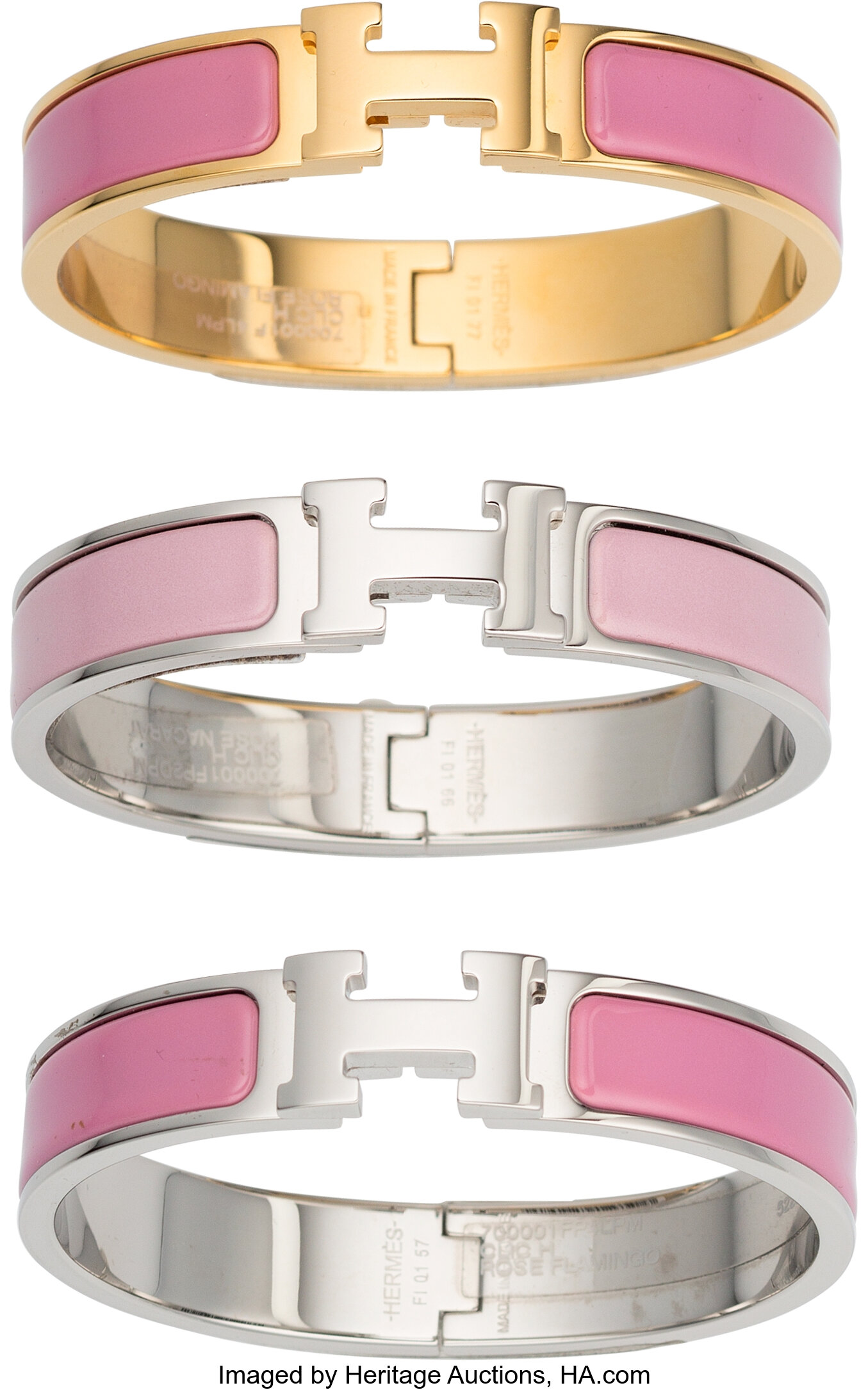 Hermes Set of 3: Clic Clac H PM Bracelets. Condition: 1 . 0.5, Lot #58302