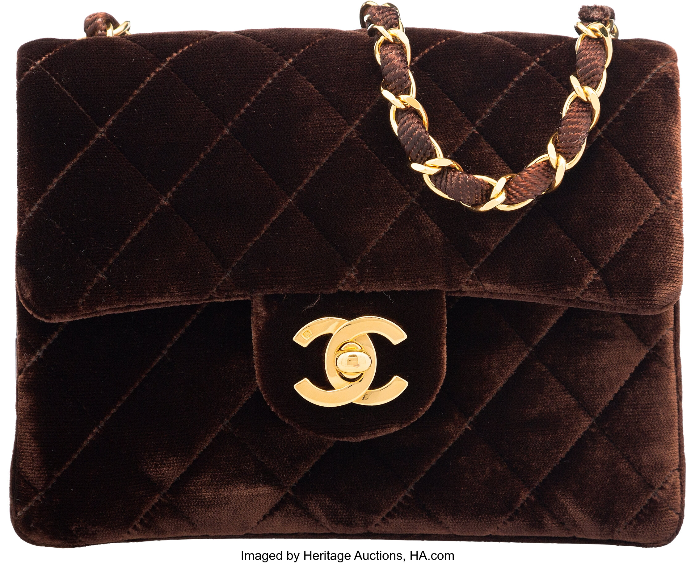 Pre-owned Velvet Handbag In Brown