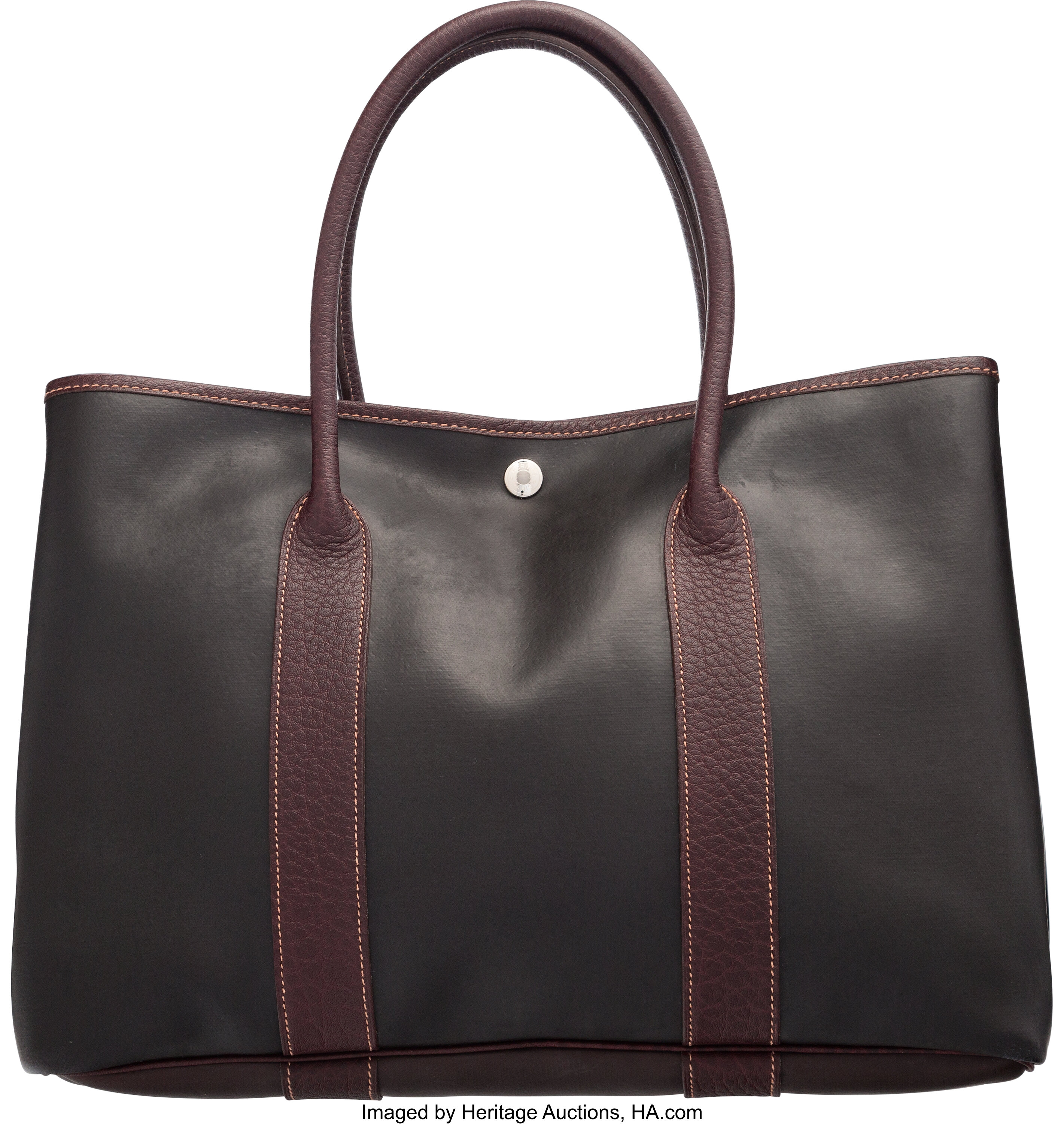 Hermes ia Brown Buffalo Leather Garden Party MM Tote Bag