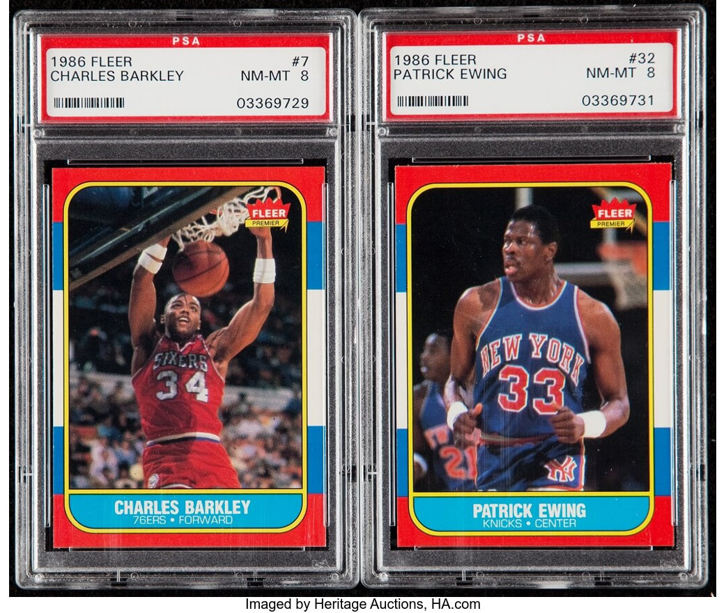 1986 Fleer Charles Barkley & Patrick Ewing PSA NM-MT 8 Graded Pair | Lot  #44122 | Heritage Auctions