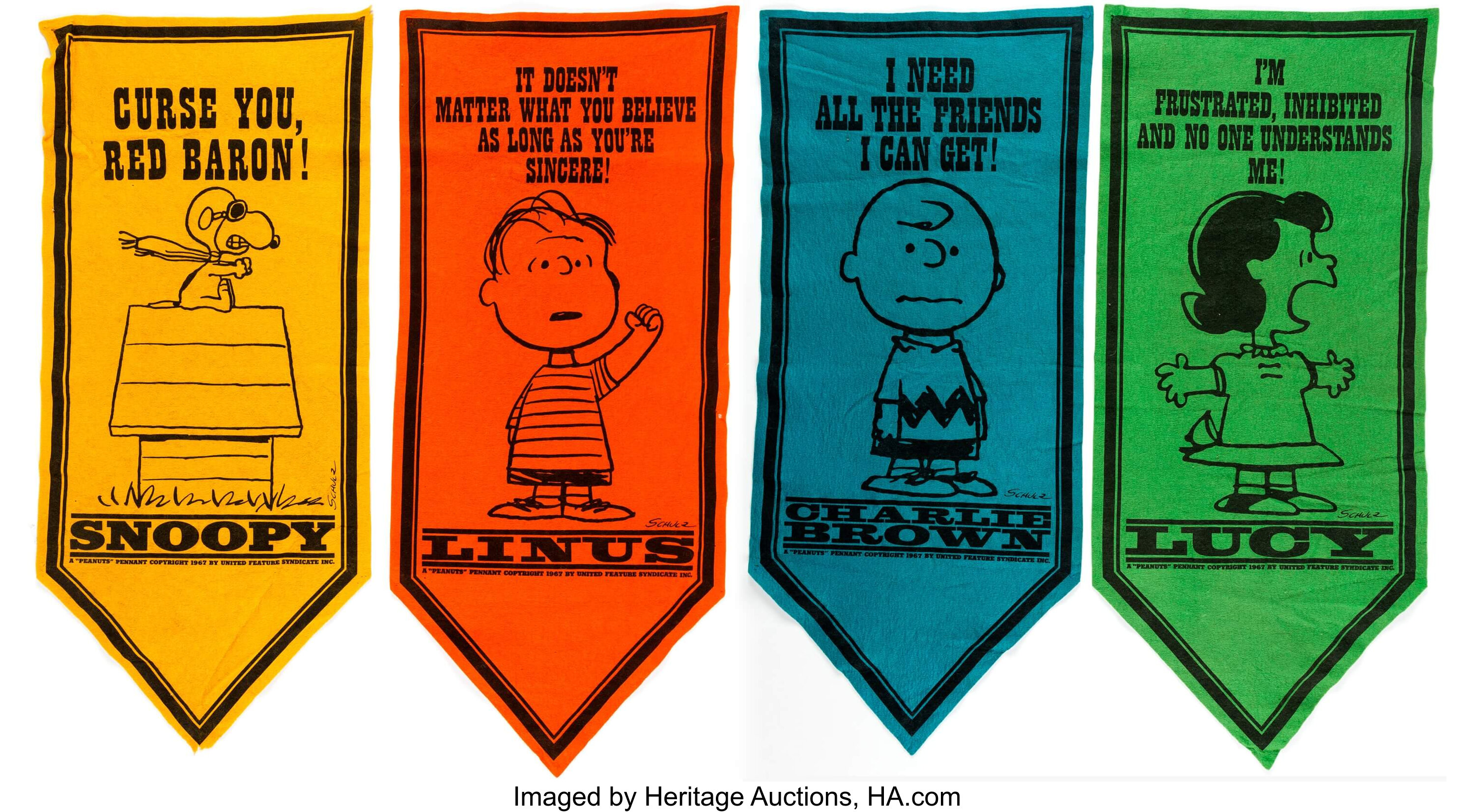 Peanuts Felt Pennant Banners Group of 4 (United Feature Syndicate