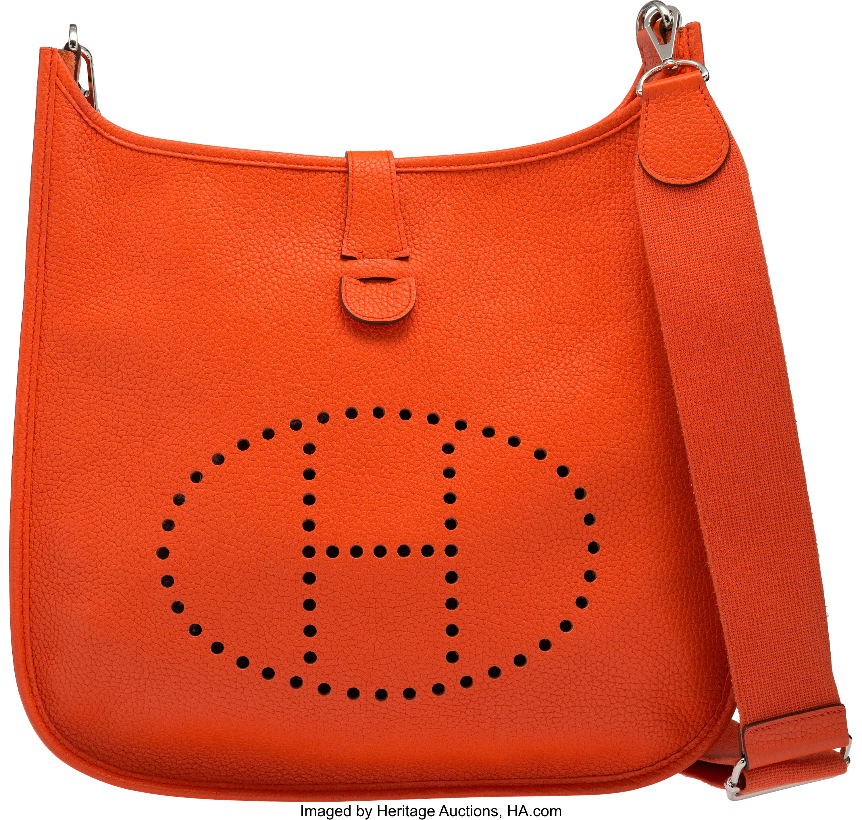 Hermes Orange Togo Leather Evelyne I GM Bag Hermes