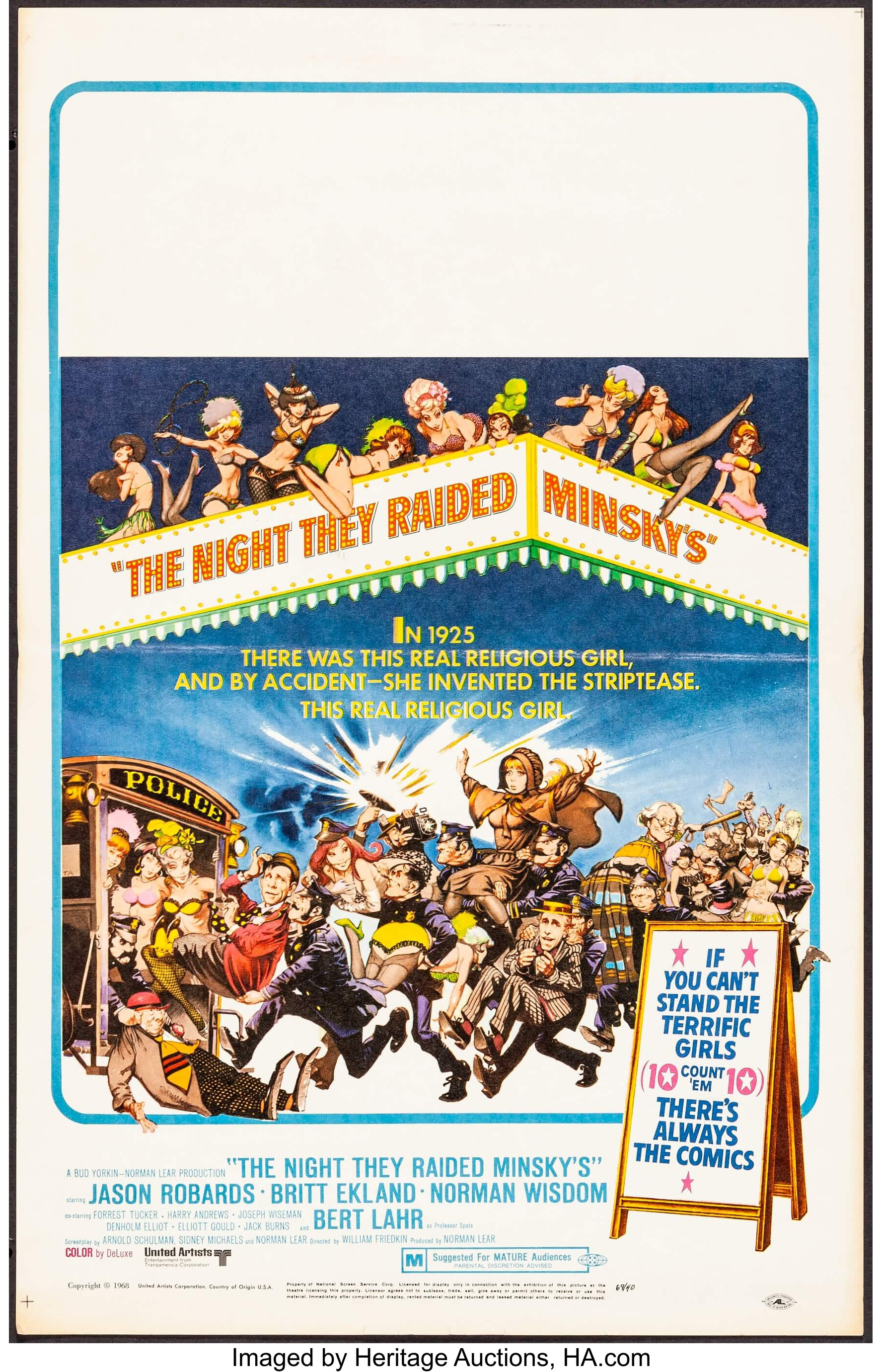 The Night They Raided Minsky's (United Artists, 1969). Window Card