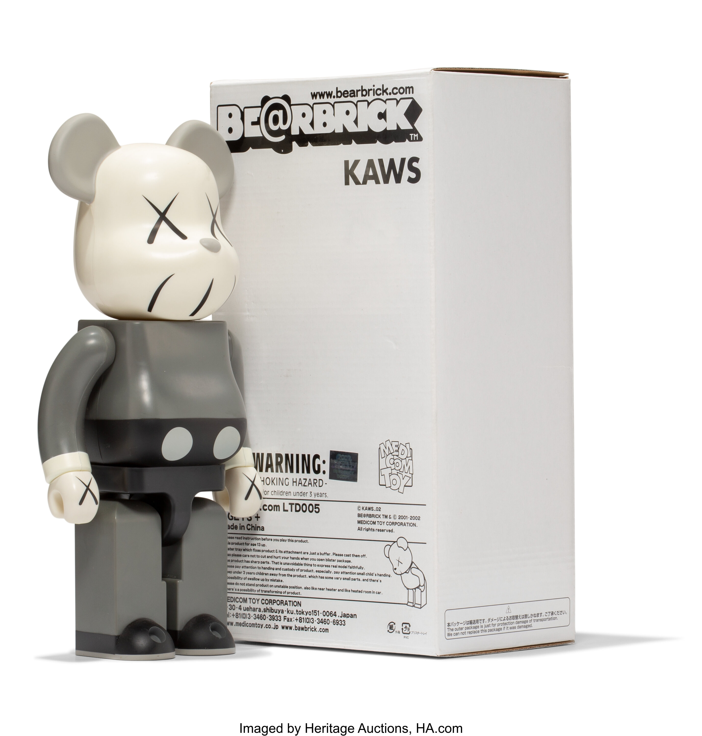 KAWS X BE@RBRICK. Companion 400% (Grey), 2002. Painted cast vinyl 