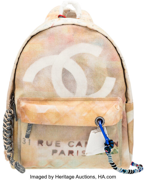 Chanel Runway Graffiti Art School Canvas Backpack. Condition 1