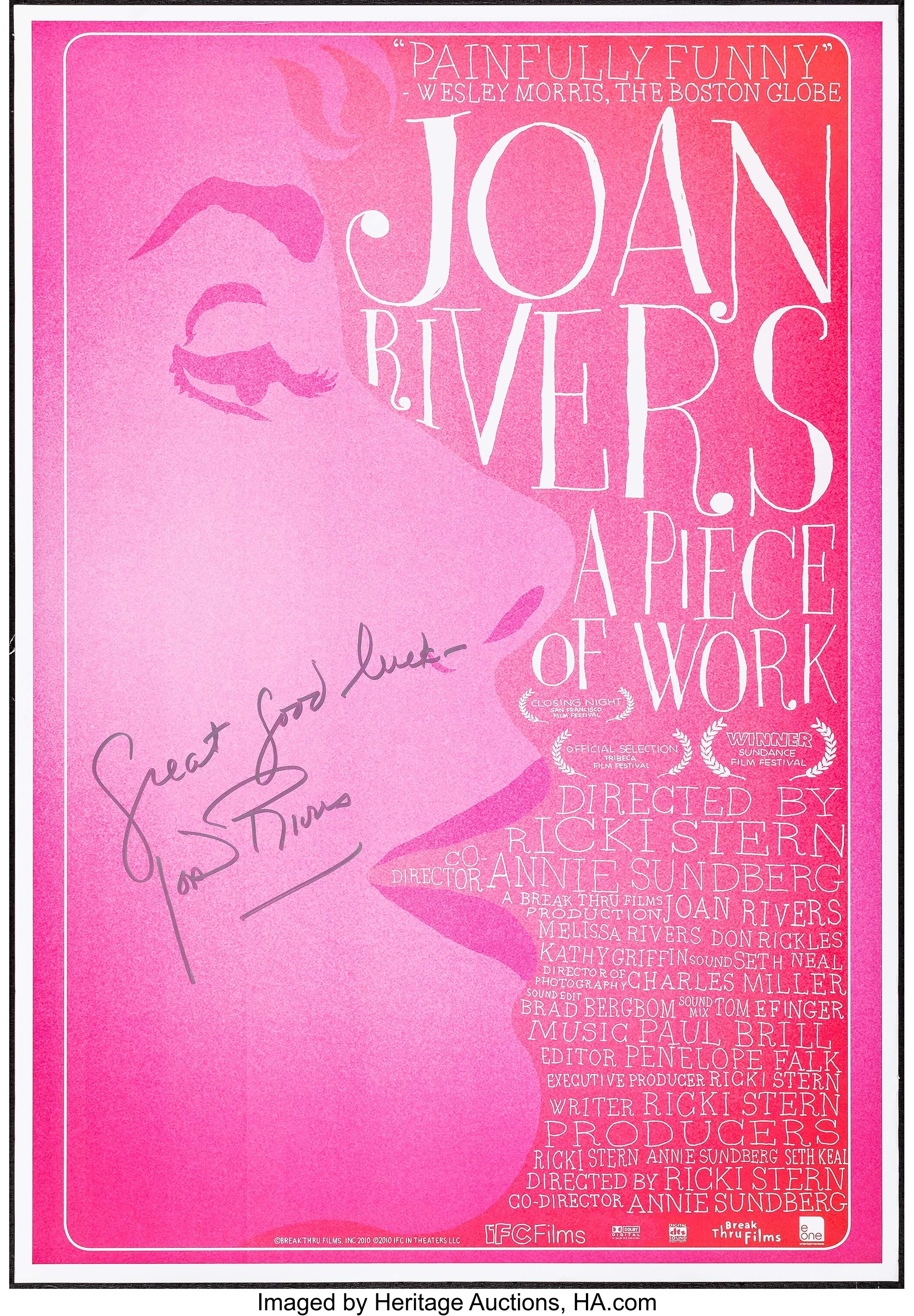 Joan Rivers A Piece Of Work Ifc Films 10 Autographed One Lot Heritage Auctions