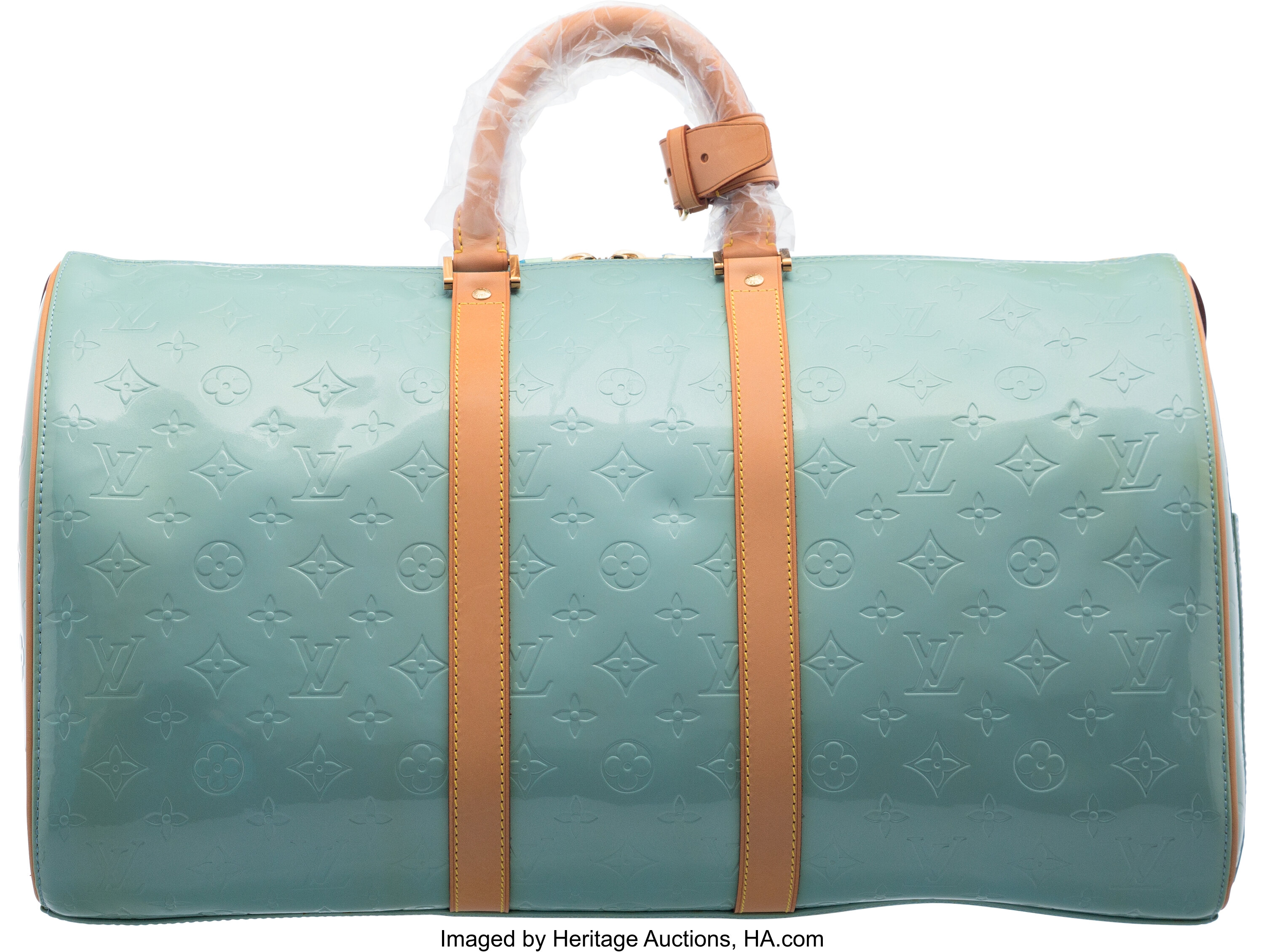 Louis Vuitton Monogram Patent Leather Keepall 45 Blue Lagoon
