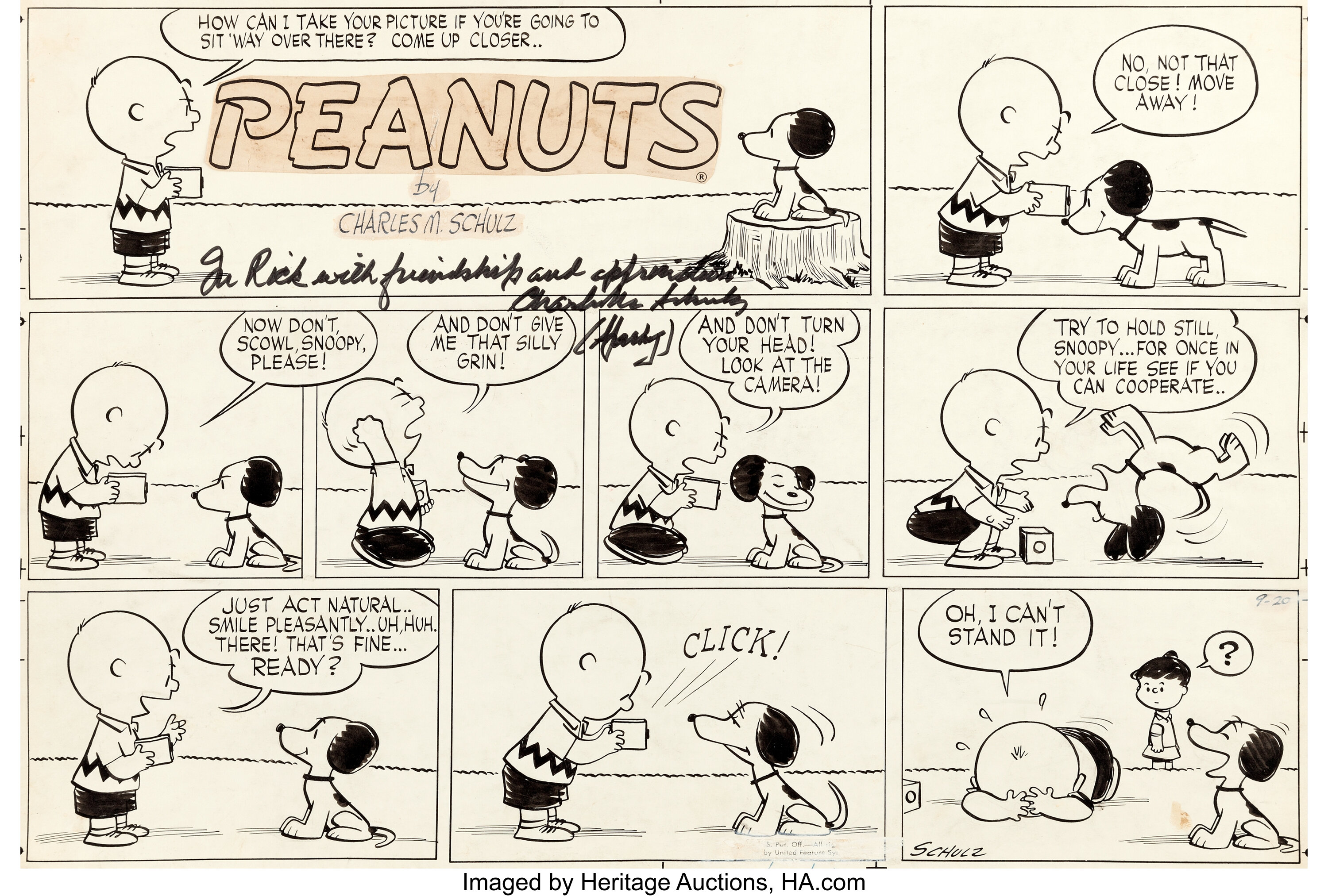 Charles Schulz Peanuts Sunday Comic Strip Original Art Dated Lot Heritage Auctions