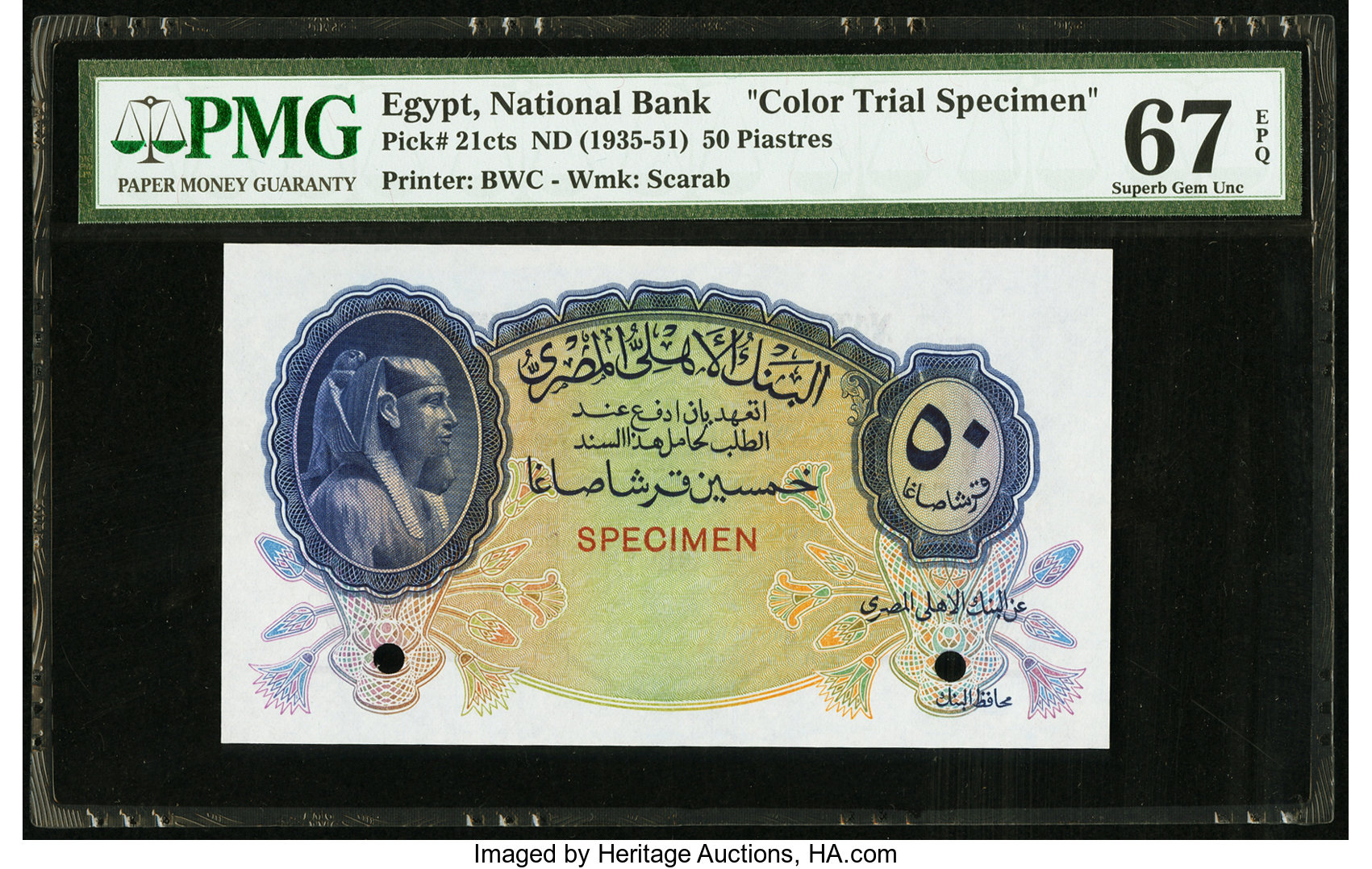 Egypt National Bank Of Egypt 50 Piastres Nd 1935 51 Pick 21cts