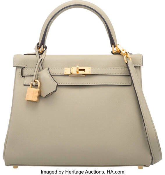 Hermès Etoupe Etain Swift Ghillies 35 cm Limited Edition Kelly Bag For Sale  at 1stDibs