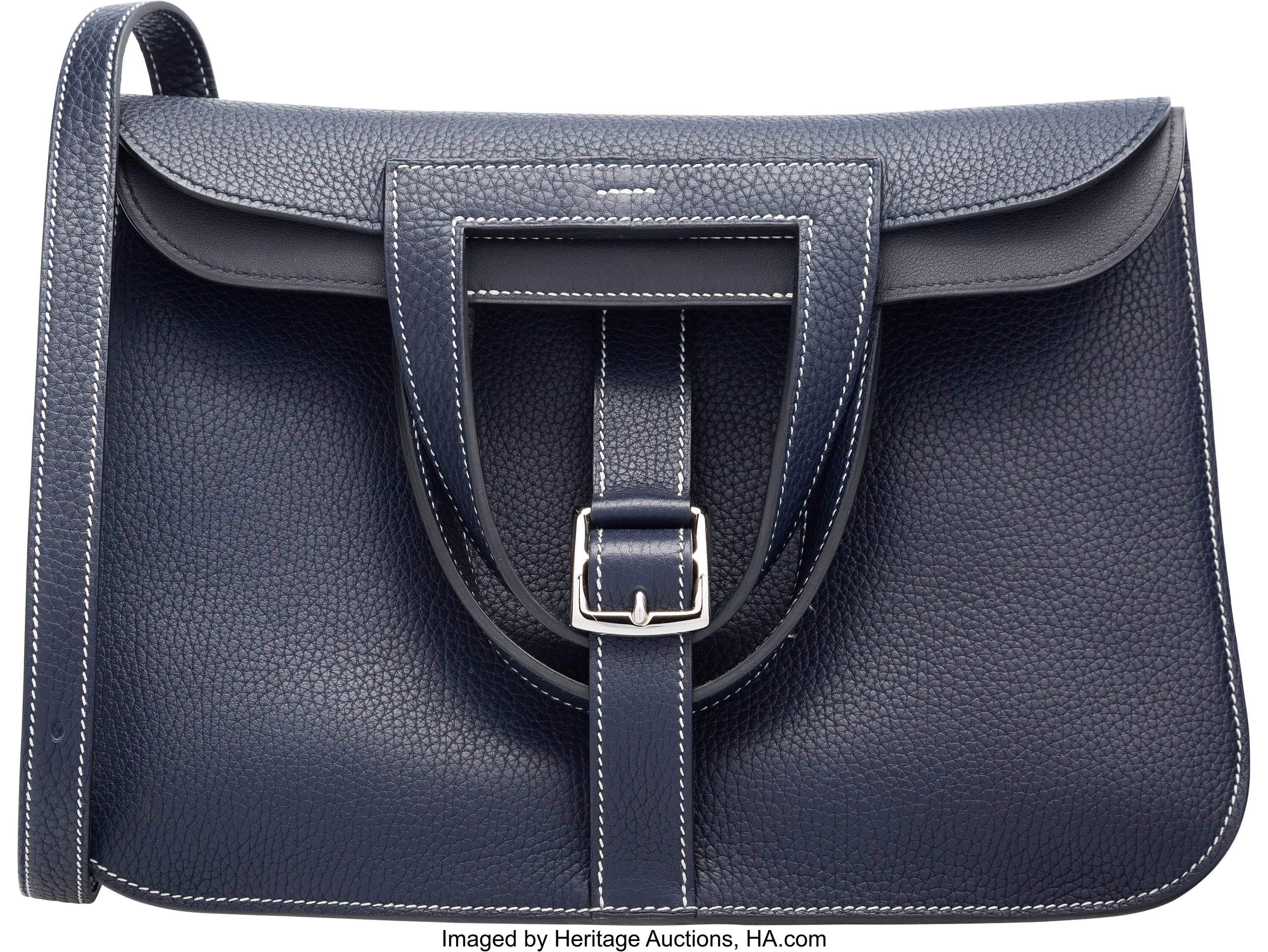 HERMES Taurillon Clemence Halzan 31 Bleu Nuit Indigo 132209