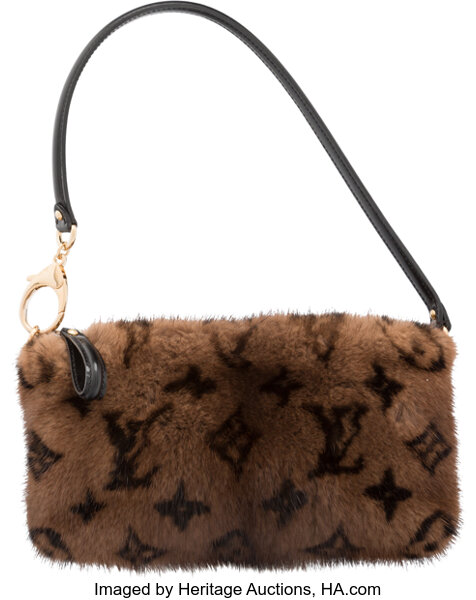 Louis Vuitton Brown/Black Mink Fur Lock It Slides Size 38 Louis