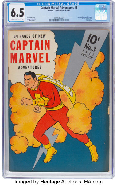 Golden Age (1938-1955):Superhero, Captain Marvel Adventures #3 (Fawcett Publications, 1941) CGC FN+ 6.5 Cream to off-white pages....