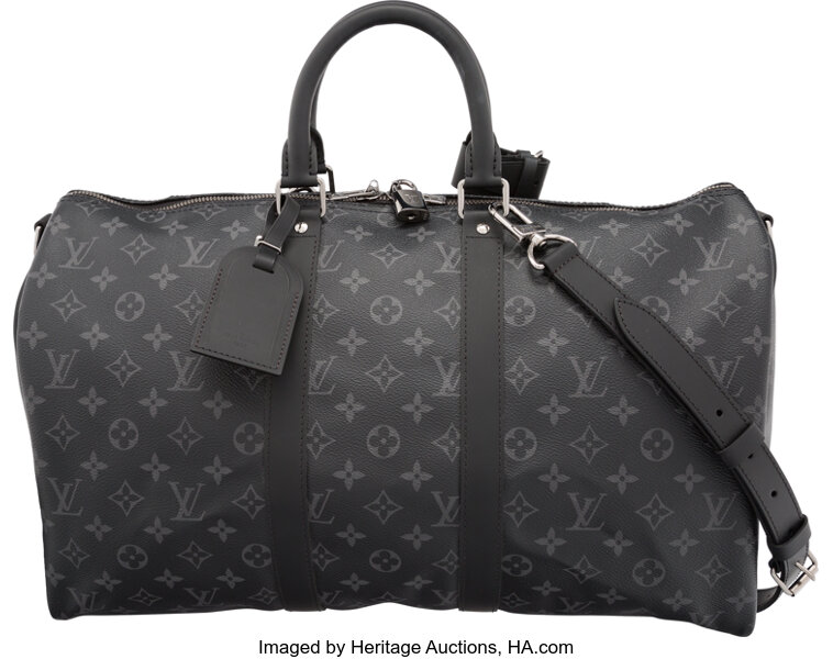 Louis Vuitton Keepall Bandouliere Monogram Eclipse 50 Foliage in Coated  Canvas